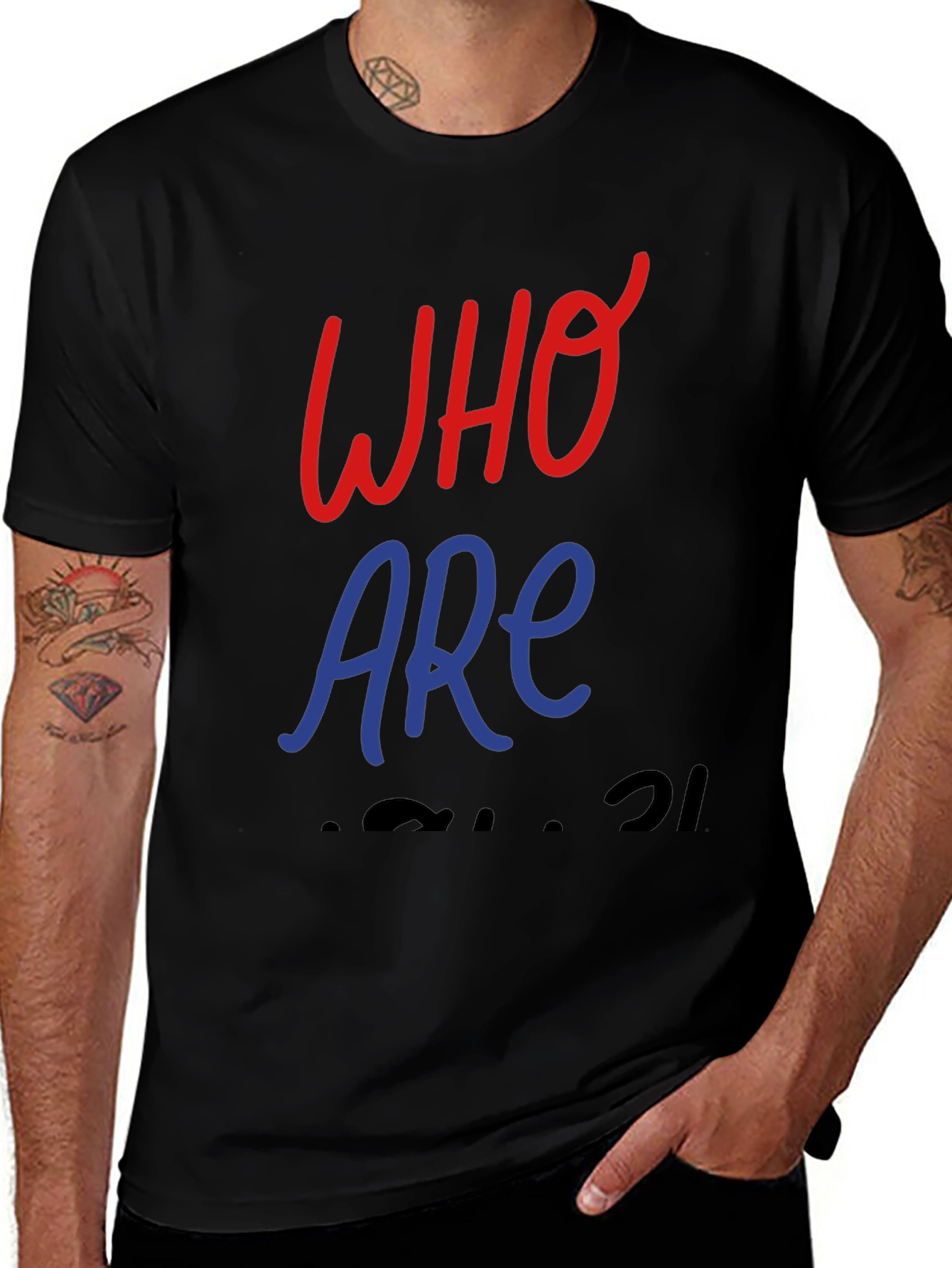 Variant 25 of Who Are You Black Graphic T-Shirt