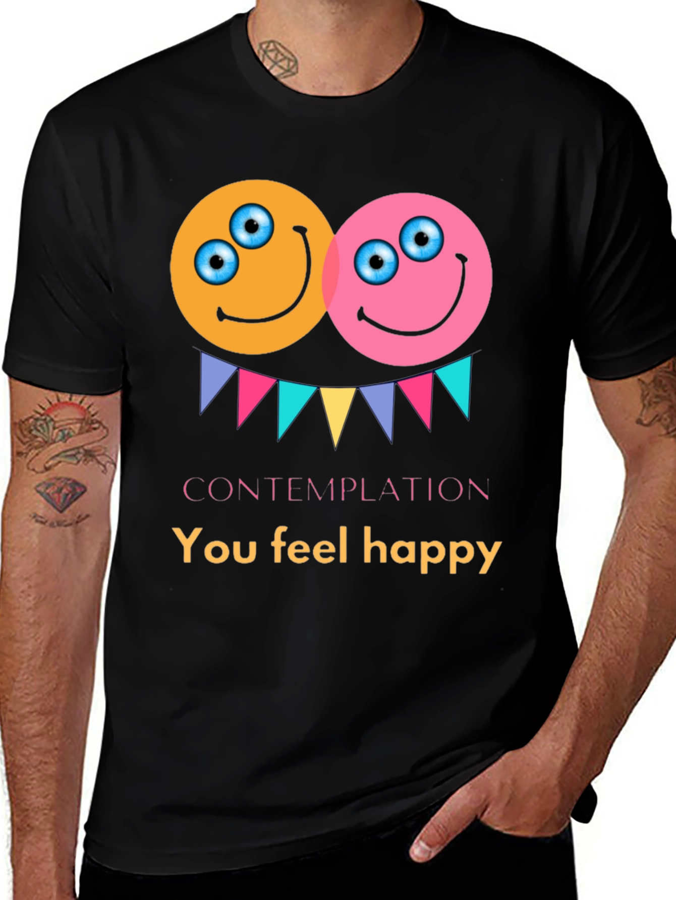 Variant 26 of Happy Faces Graphic T-Shirt - Contemplation Design