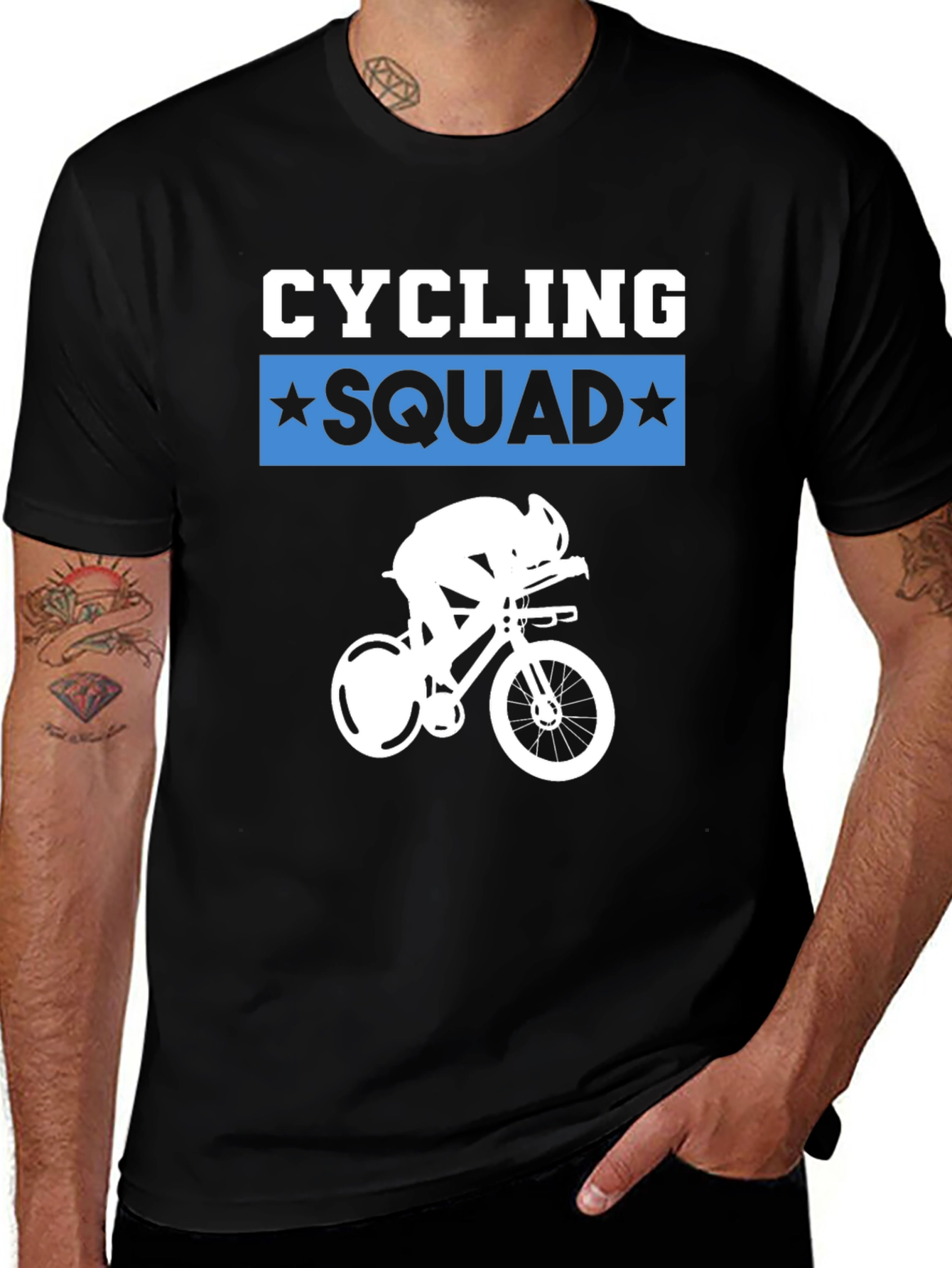 Variant 25 of Cycling Squad Graphic Tee - Black Cotton T-Shirt