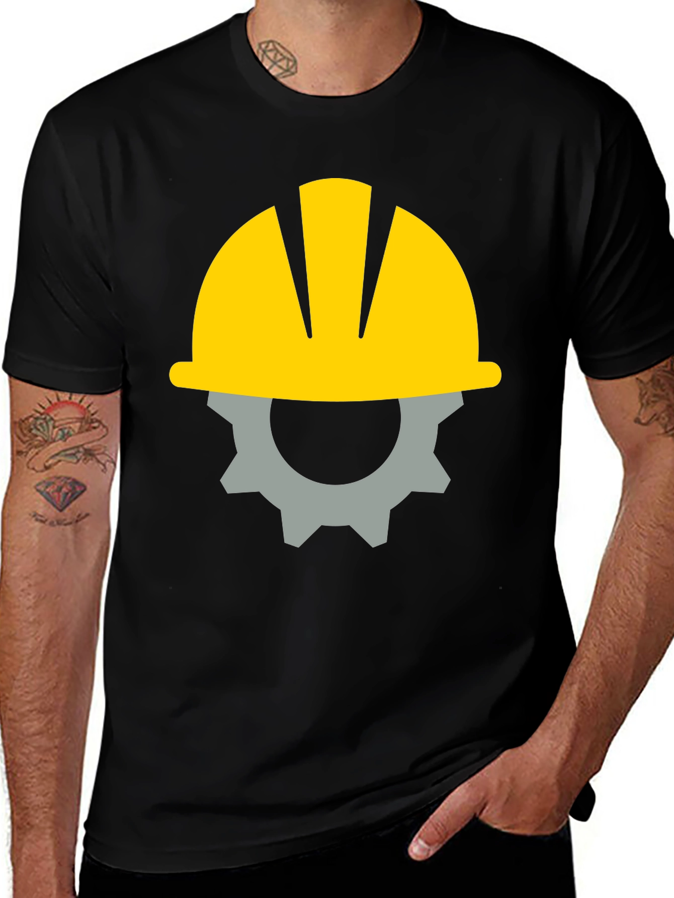 Variant 17 of Construction Worker Graphic Tee - Black