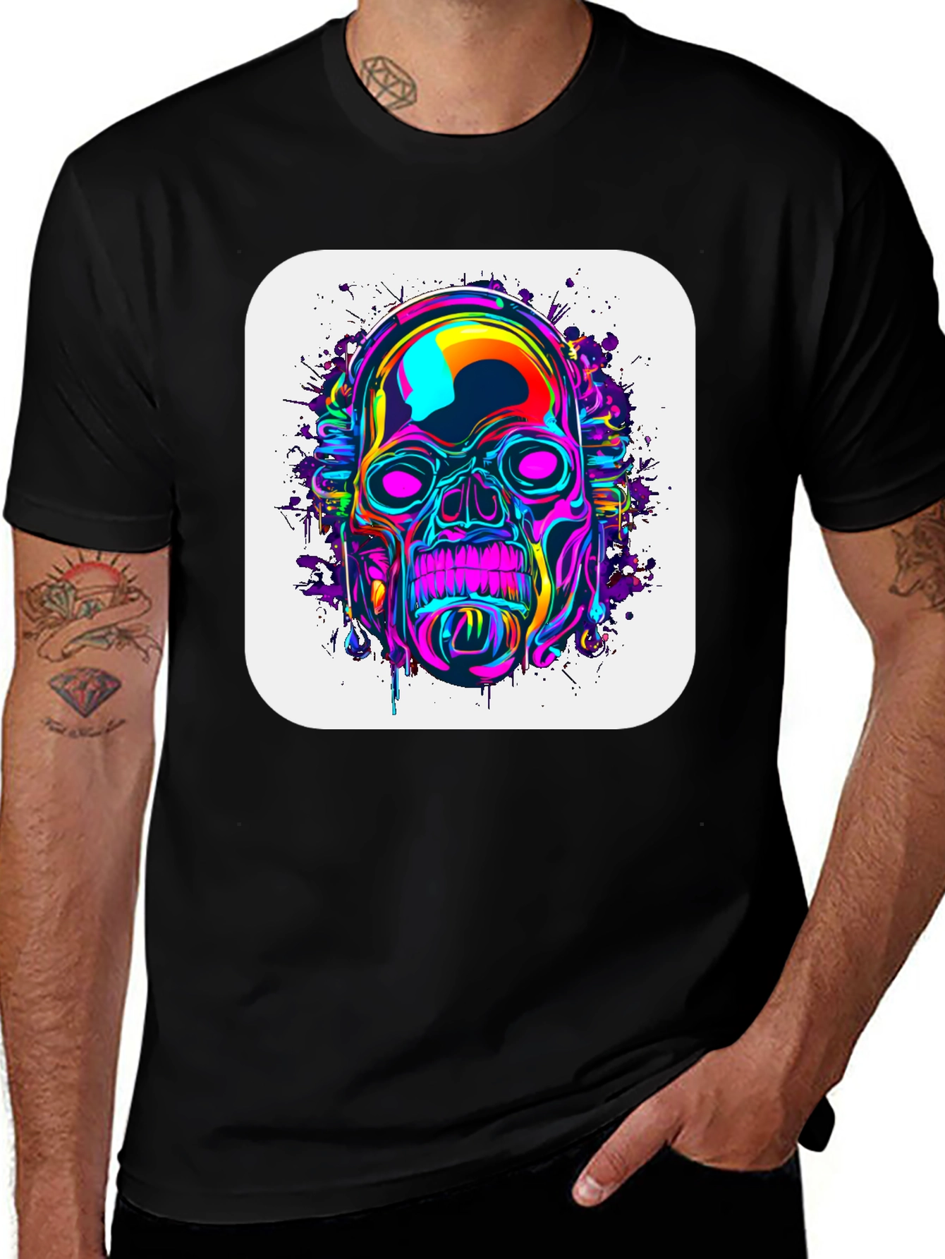 Variant 4 of Psychedelic Skull Graphic T-Shirt