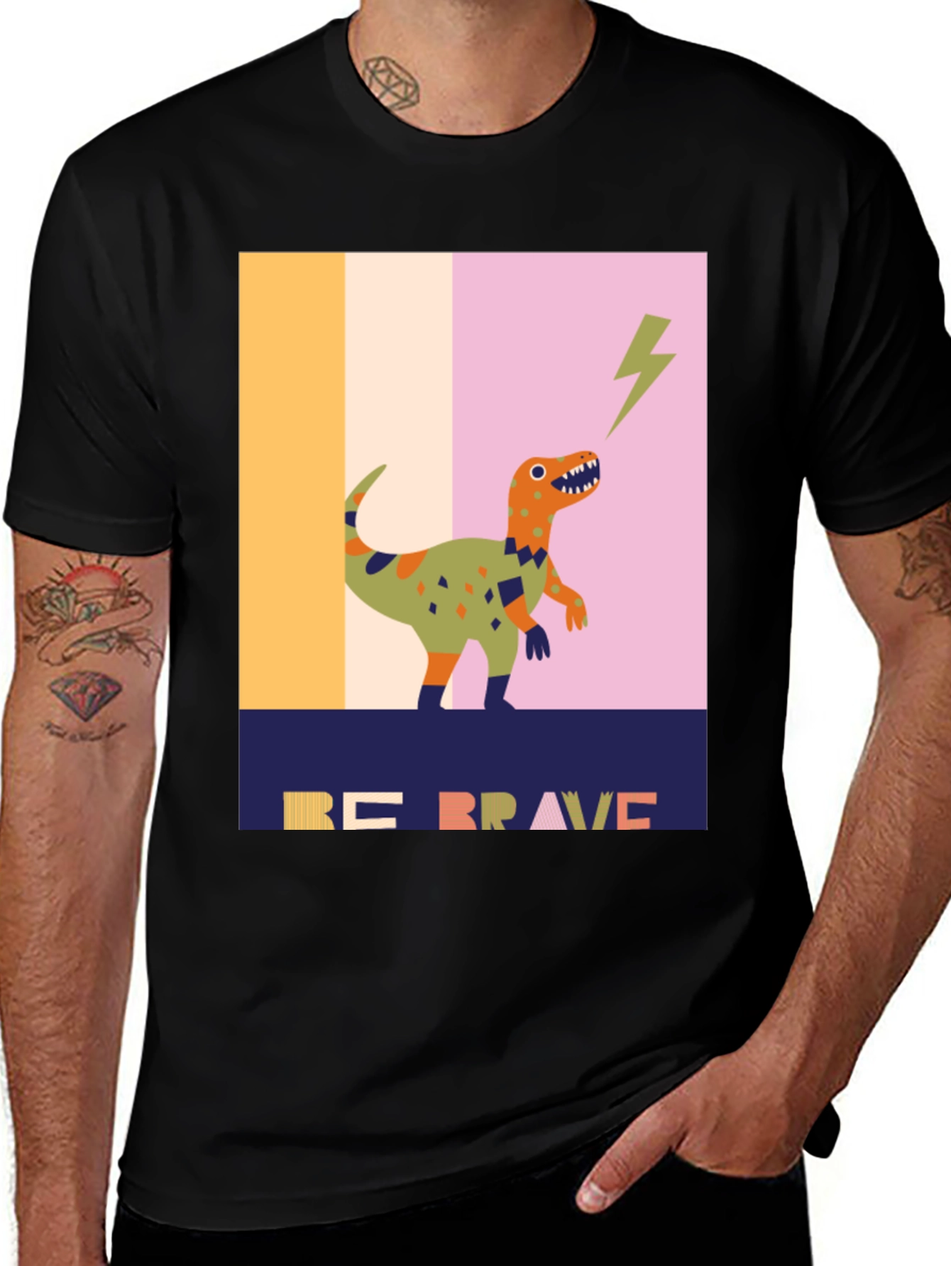 Variant 19 of Be Brave Dinosaur Graphic Tee - Unique Design