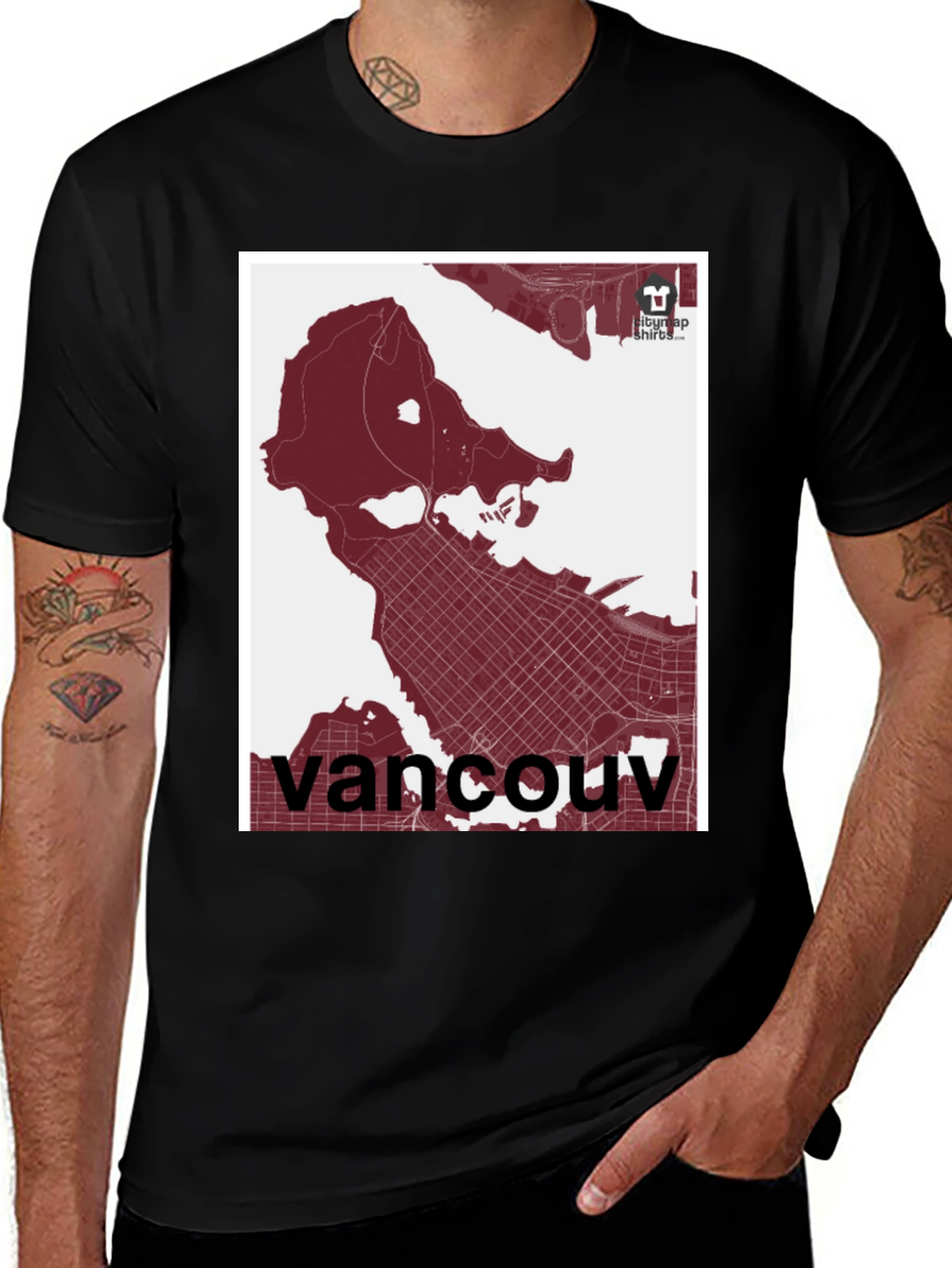 Variant 28 of Vancouver Map T-Shirt