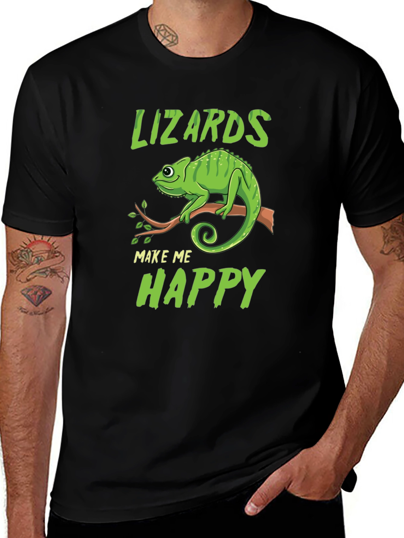 Lizards Make Me Happy T-Shirt - Unique Design
