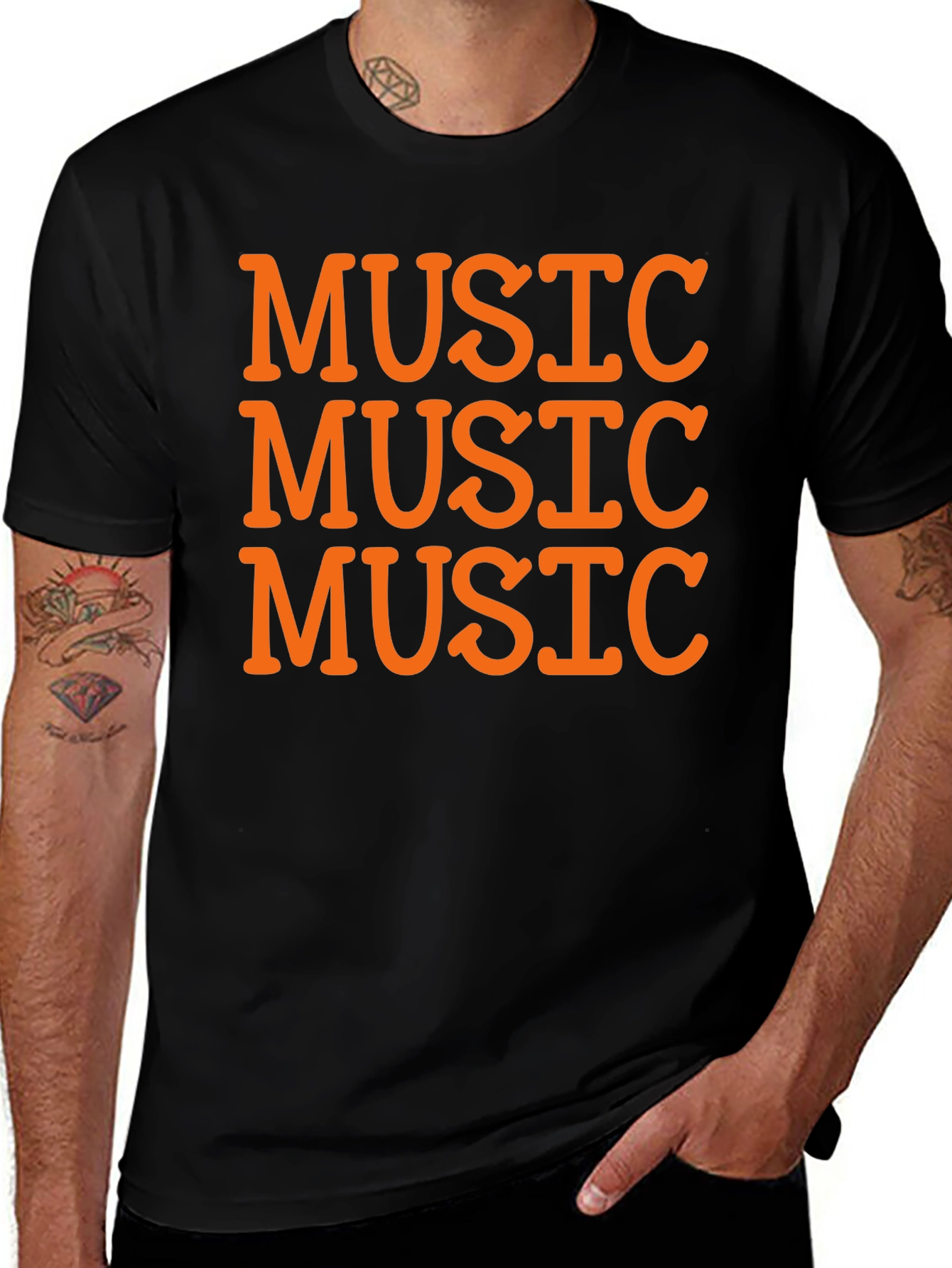 Variant 15 of Music Lover Black T-Shirt - Repeated Text Design