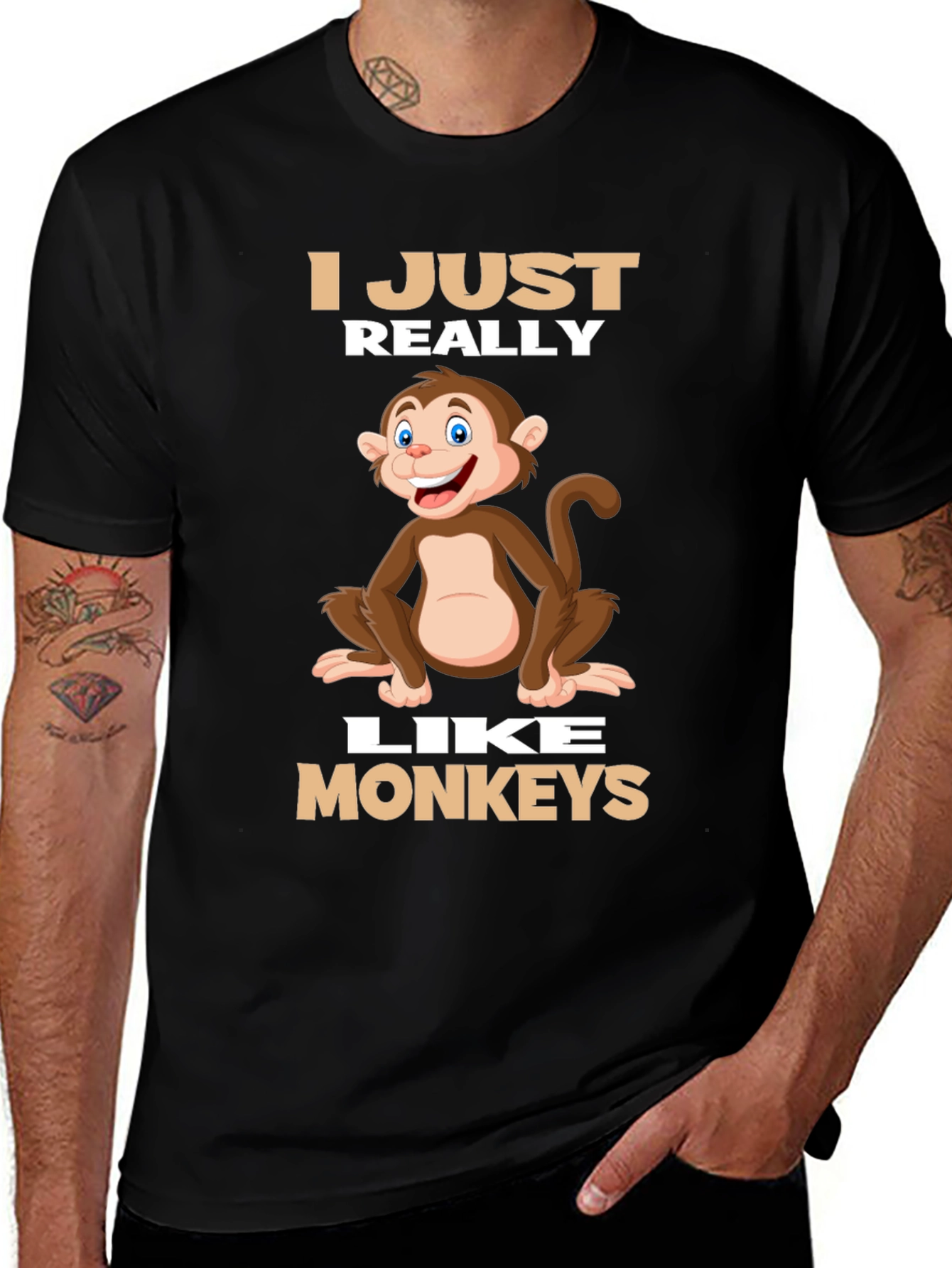 Variant 25 of Funny Monkey Graphic T-Shirt - 'I Just Really Like Monkeys'