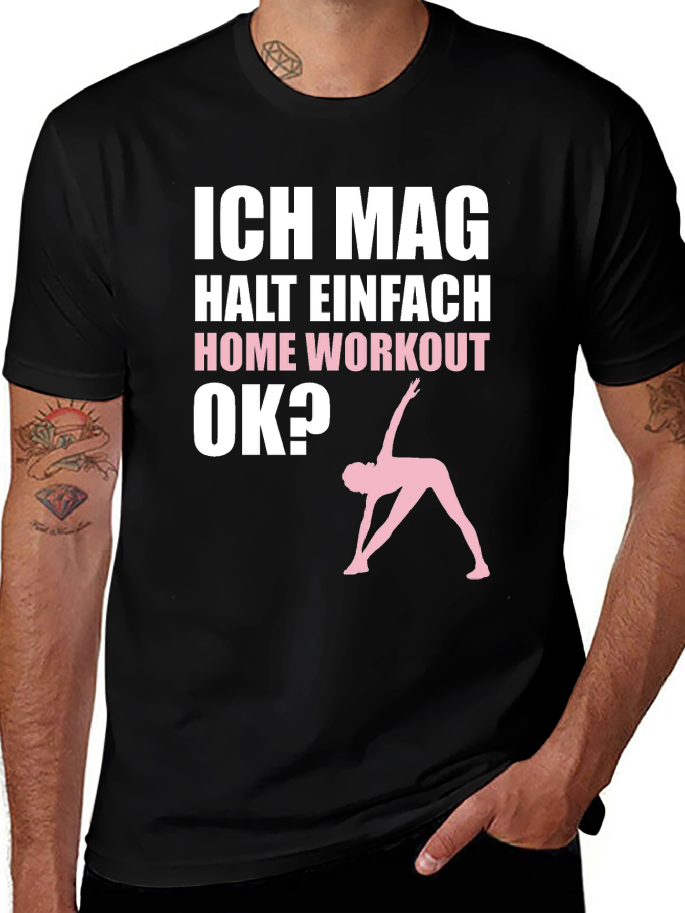 Ich Mag Home Workout Tee - Black Cotton Gym Shirt