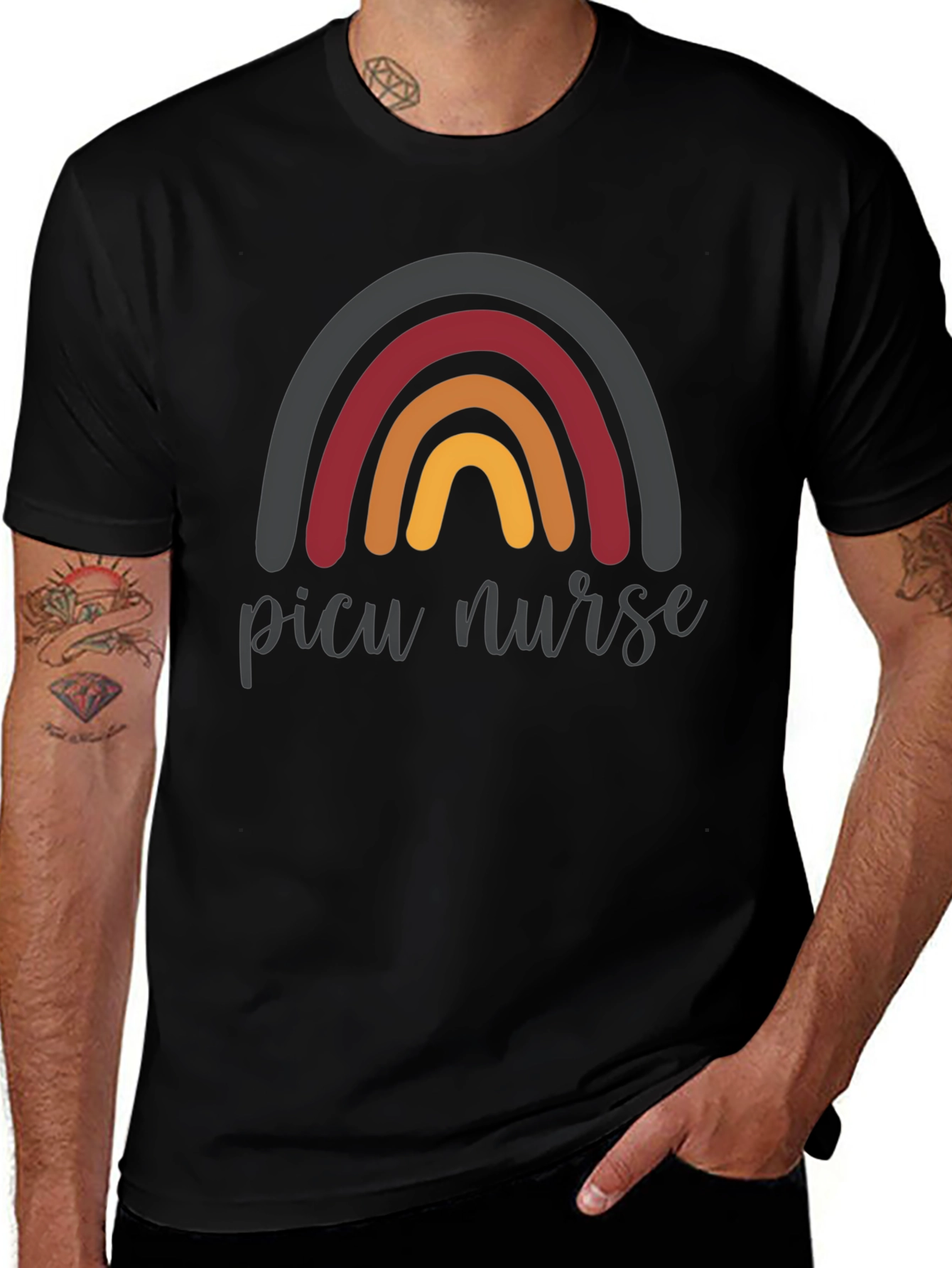 PICU Nurse Rainbow T-Shirt