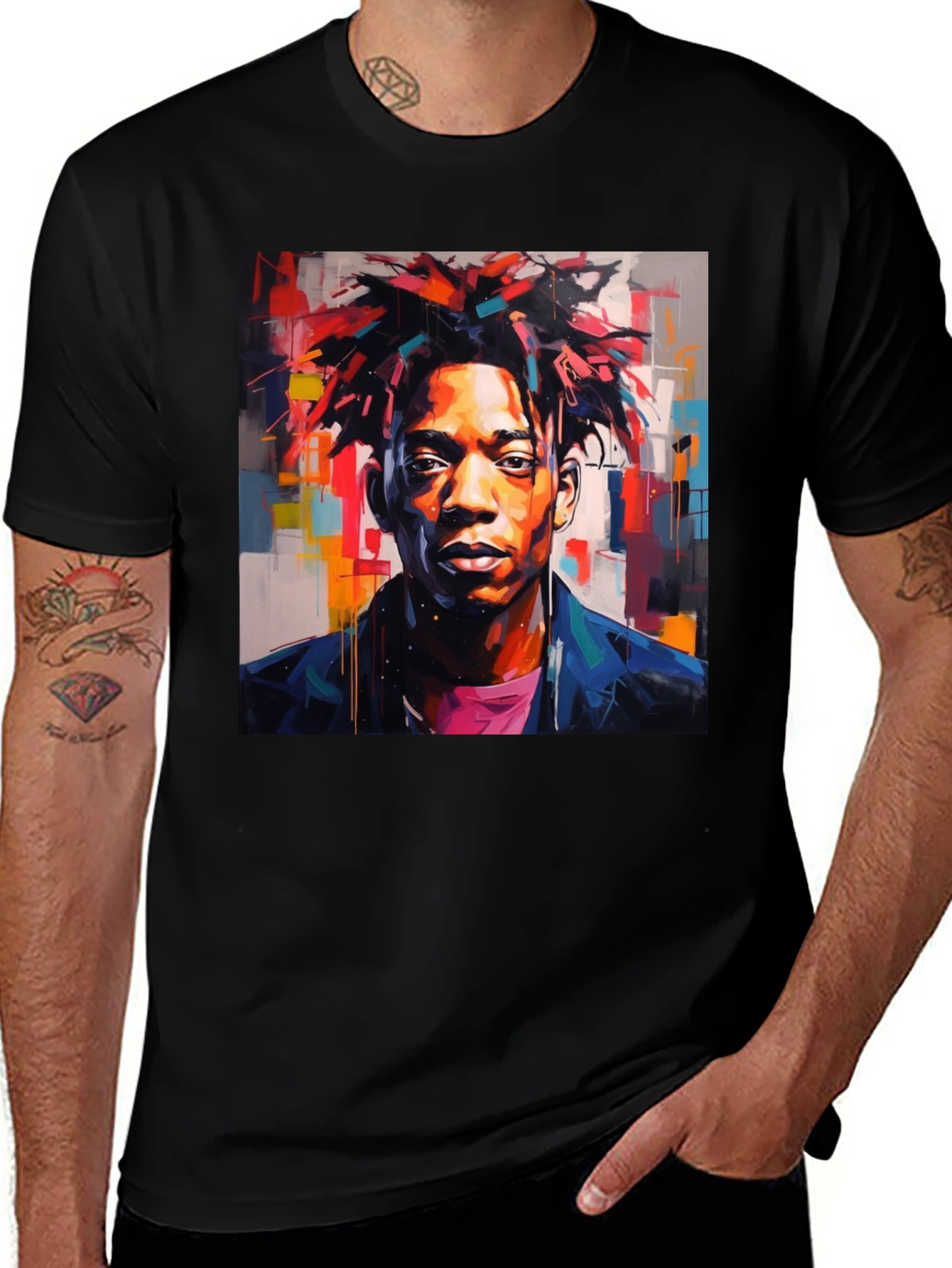 Variant 21 of Abstract Portrait Graphic Black T-Shirt