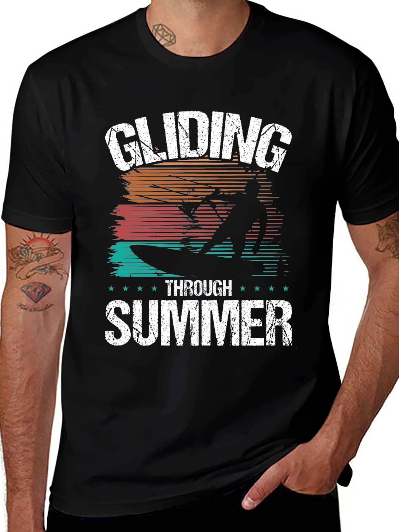 Variant 8 of Gliding Through Summer Black Graphic Tee