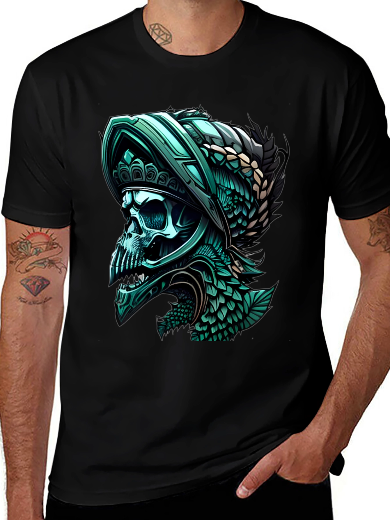 Variant 24 of Skull Warrior Graphic Tee - Edgy Style