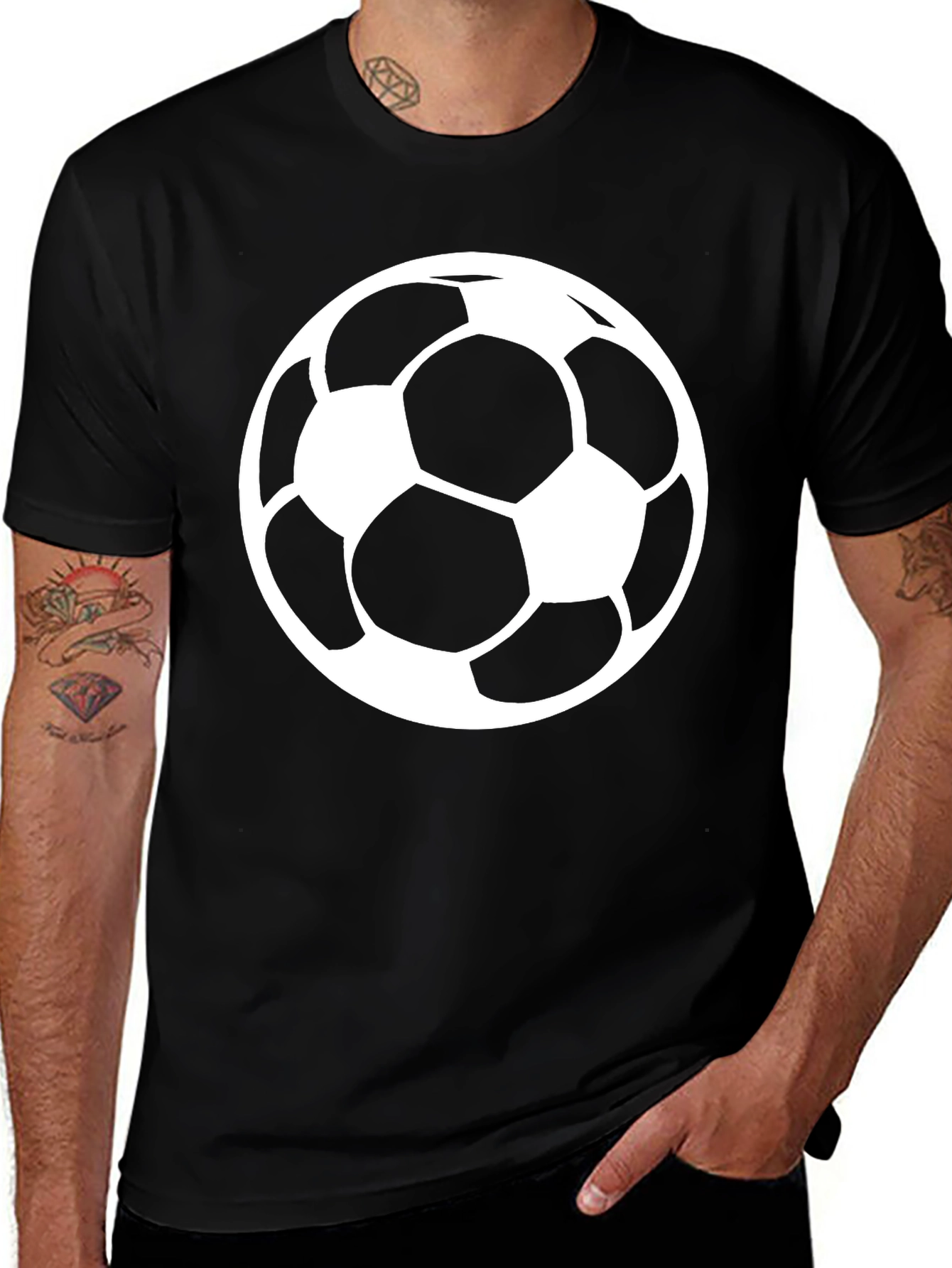 Variant 3 of Soccer Ball Graphic T-Shirt - Classic Black Tee