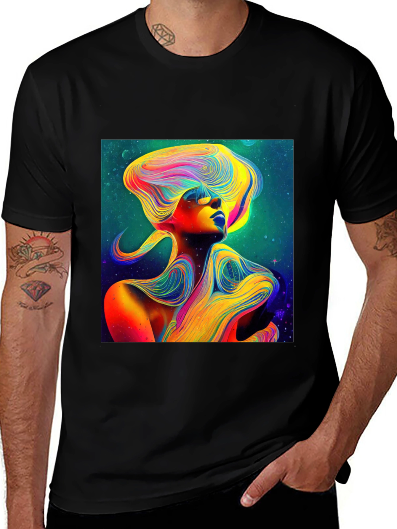 Variant 5 of Vibrant Abstract Woman Graphic Tee - Unique Art Shirt