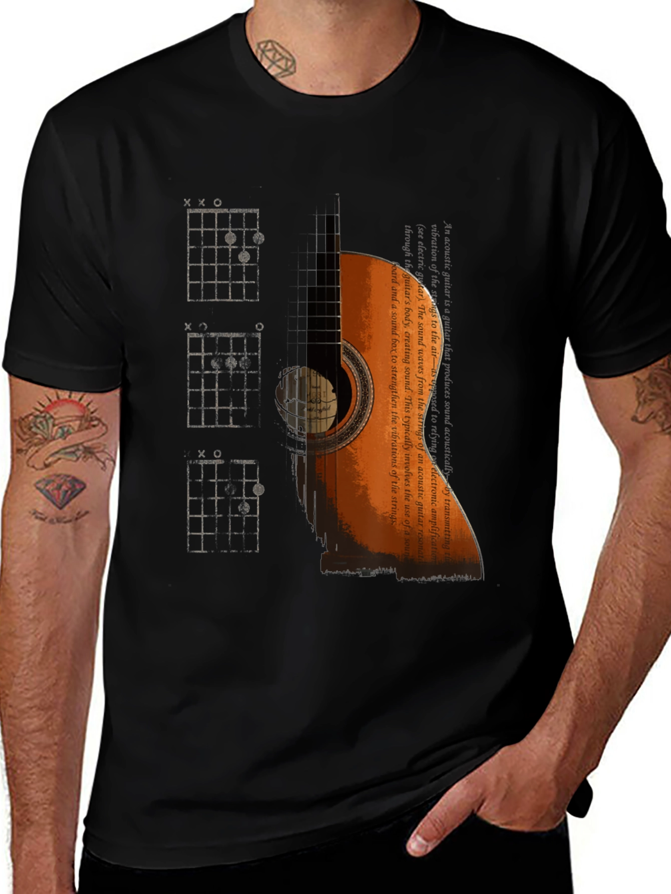 Variant 11 of Guitar Chord Diagram Black T-Shirt