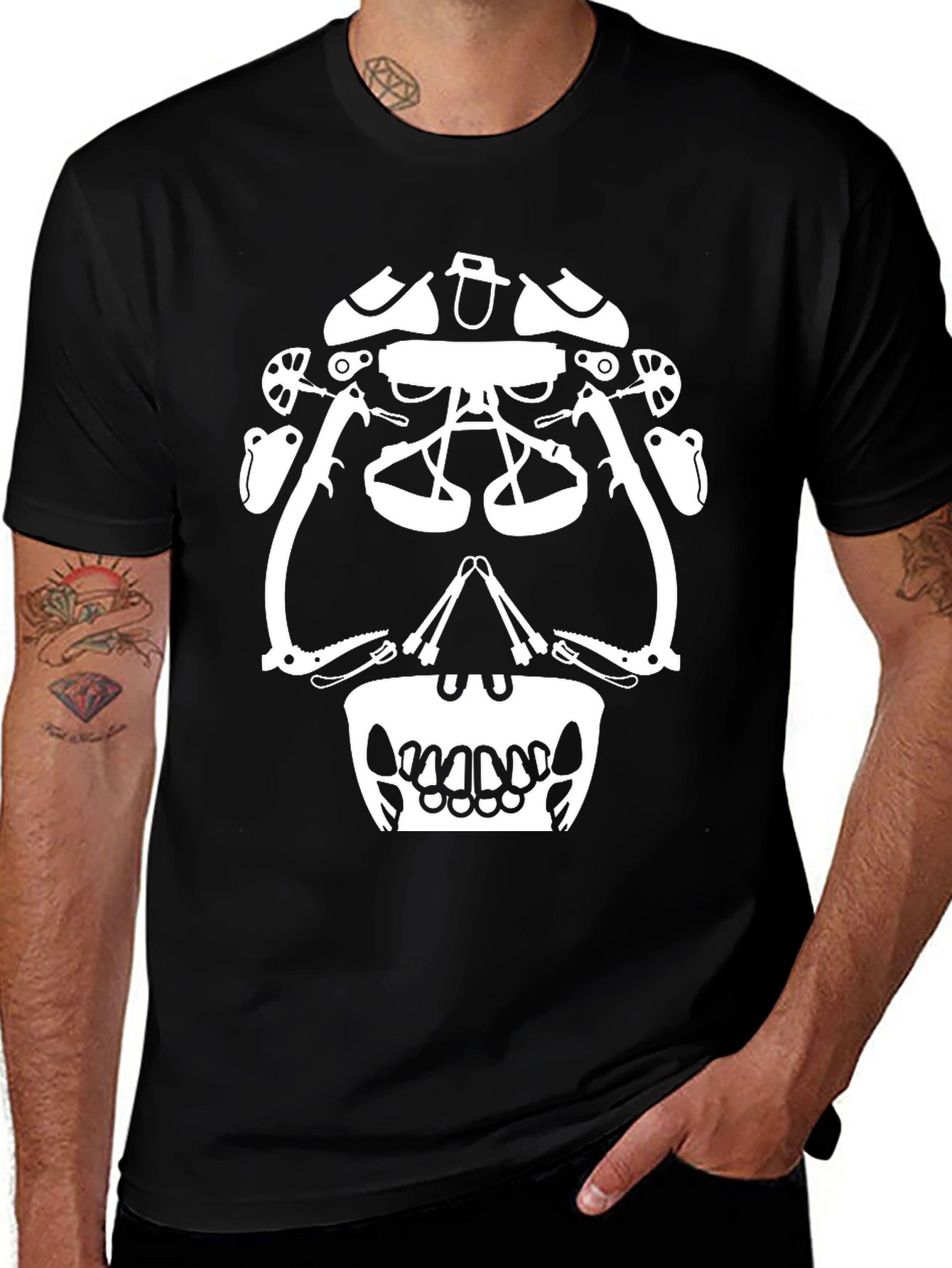 Variant 9 of Climbing Gear Skull Graphic Tee - Black
