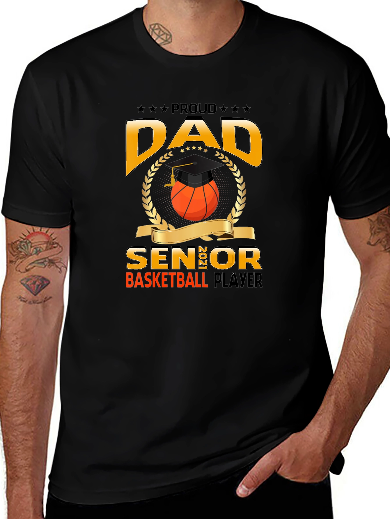 Variant 23 of Proud Dad Senior Basketball Player Graphic T-Shirt
