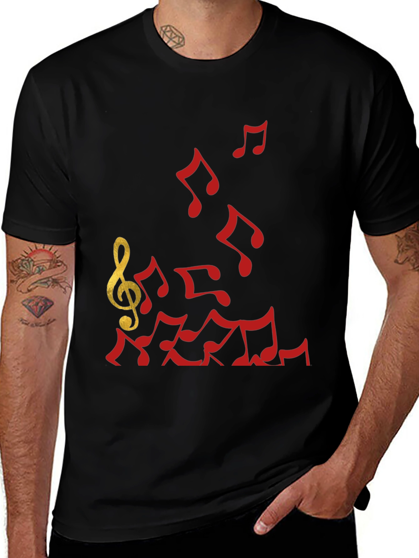 Variant 4 of Musical Notes Graphic Tee - Black Cotton T-Shirt