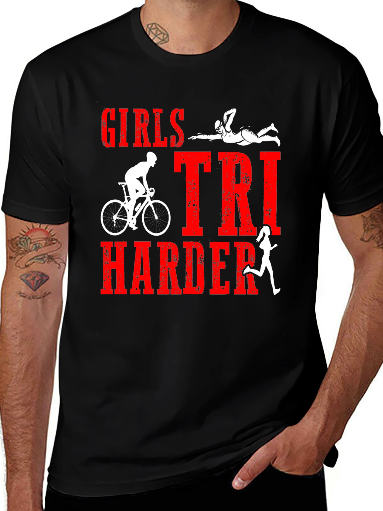Variant 7 of Girls Tri Harder Triathlon T-Shirt