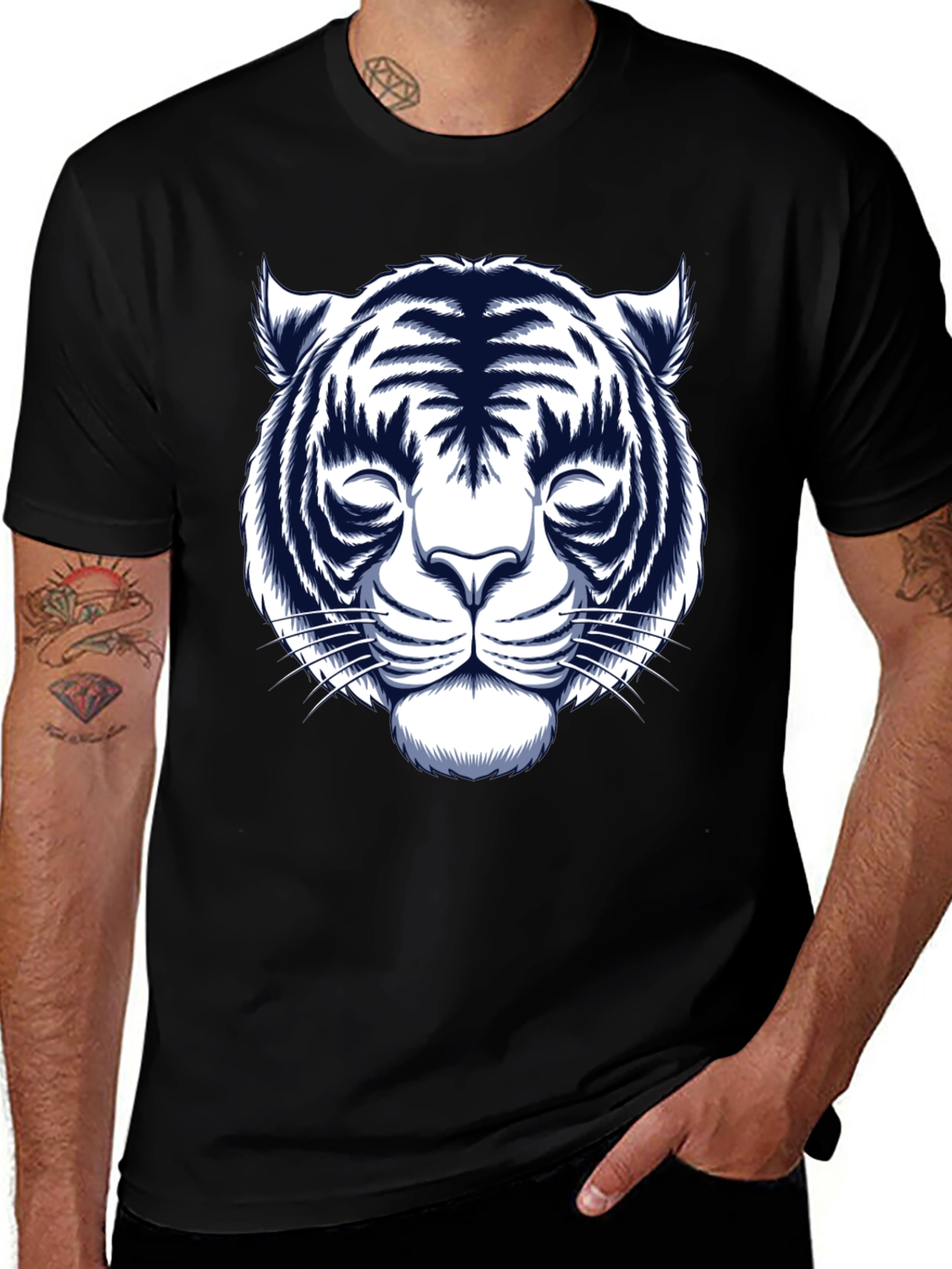 Variant 21 of Black Tiger Graphic Tee - Men's Casual Shirt