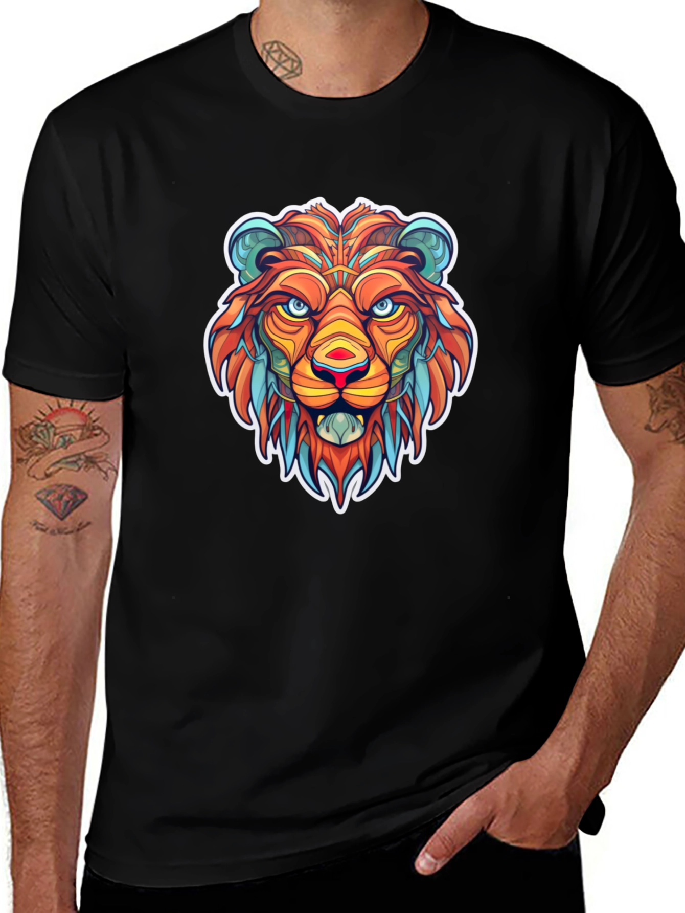 Variant 10 of Vibrant Lion Graphic Tee - Bold Statement Shirt