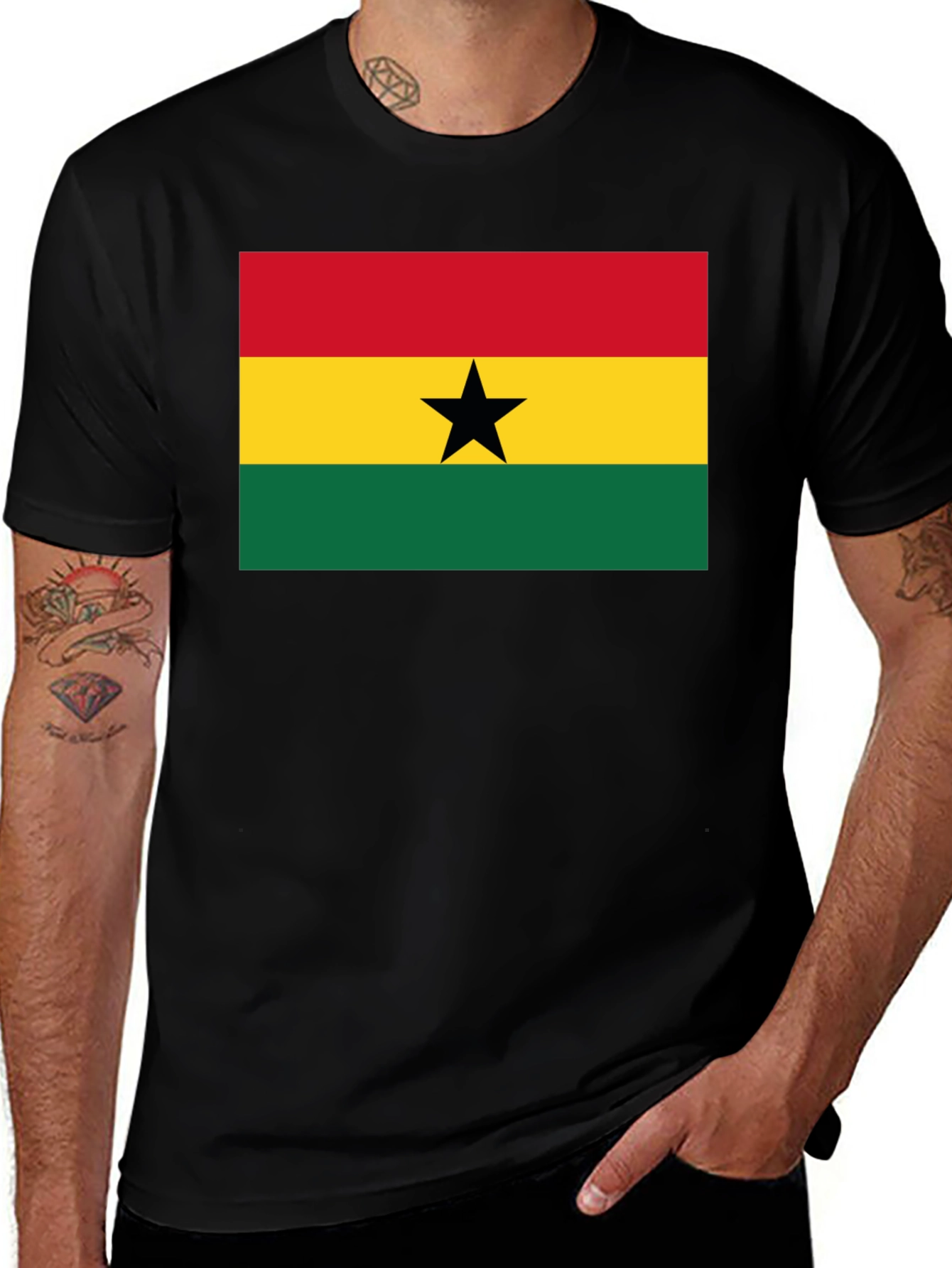 Ghana Flag Graphic Tee - Black