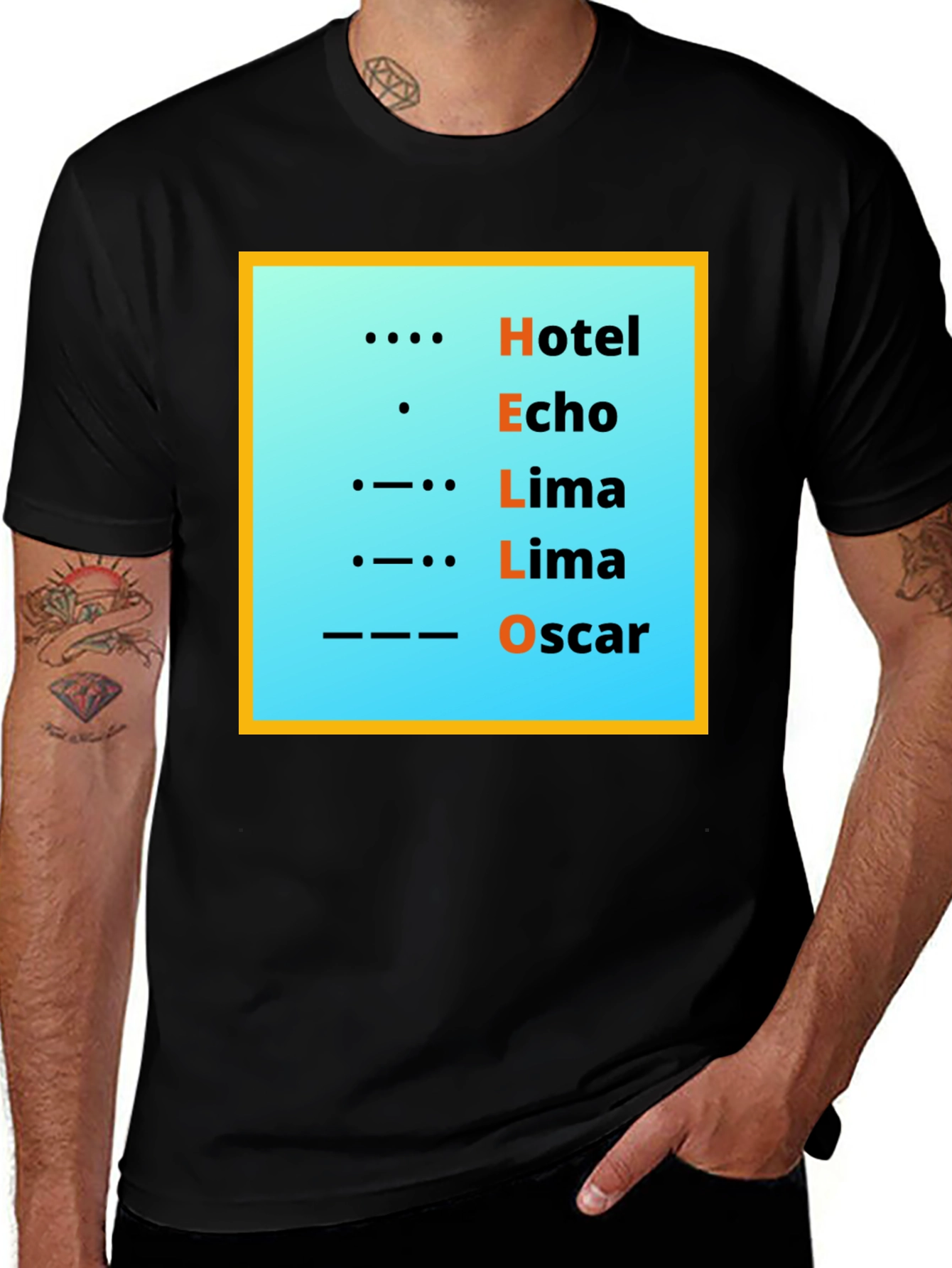 Morse Code Hello T-Shirt - Hotel Echo Lima Lima Oscar