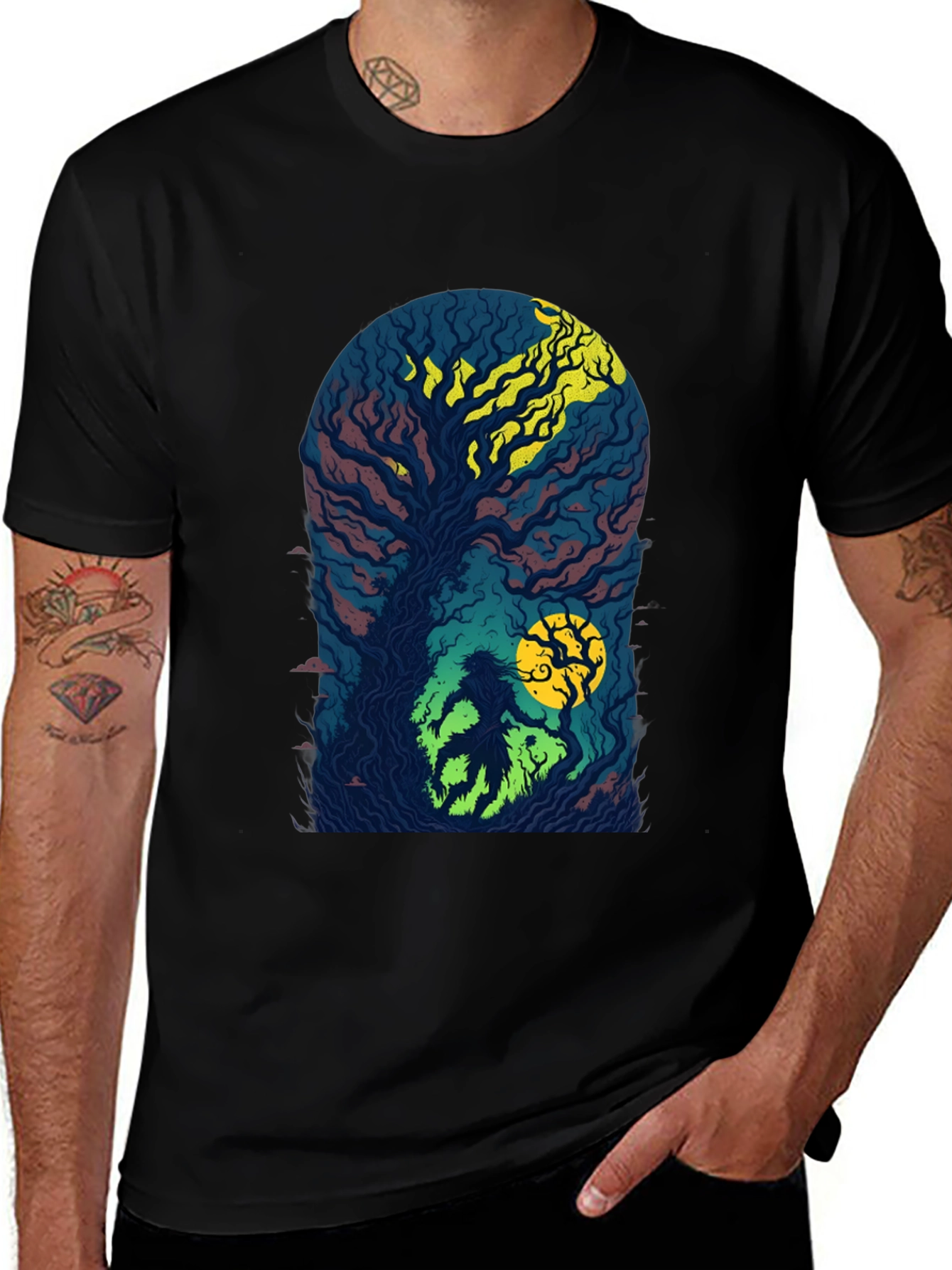 Black Enchanted Forest Graphic Tee - Black main image