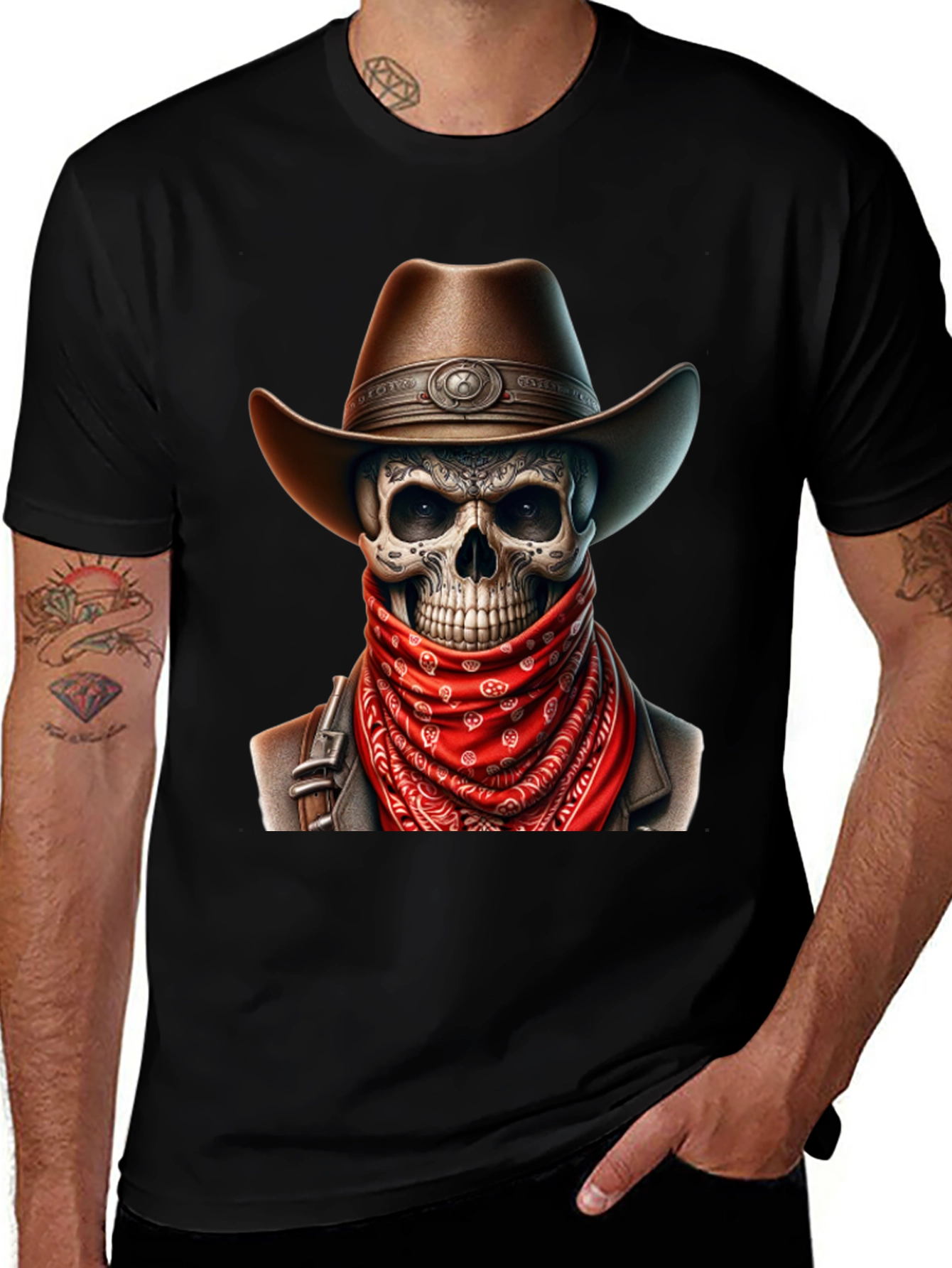 Variant 16 of Cowboy Skull Graphic Tee - Black