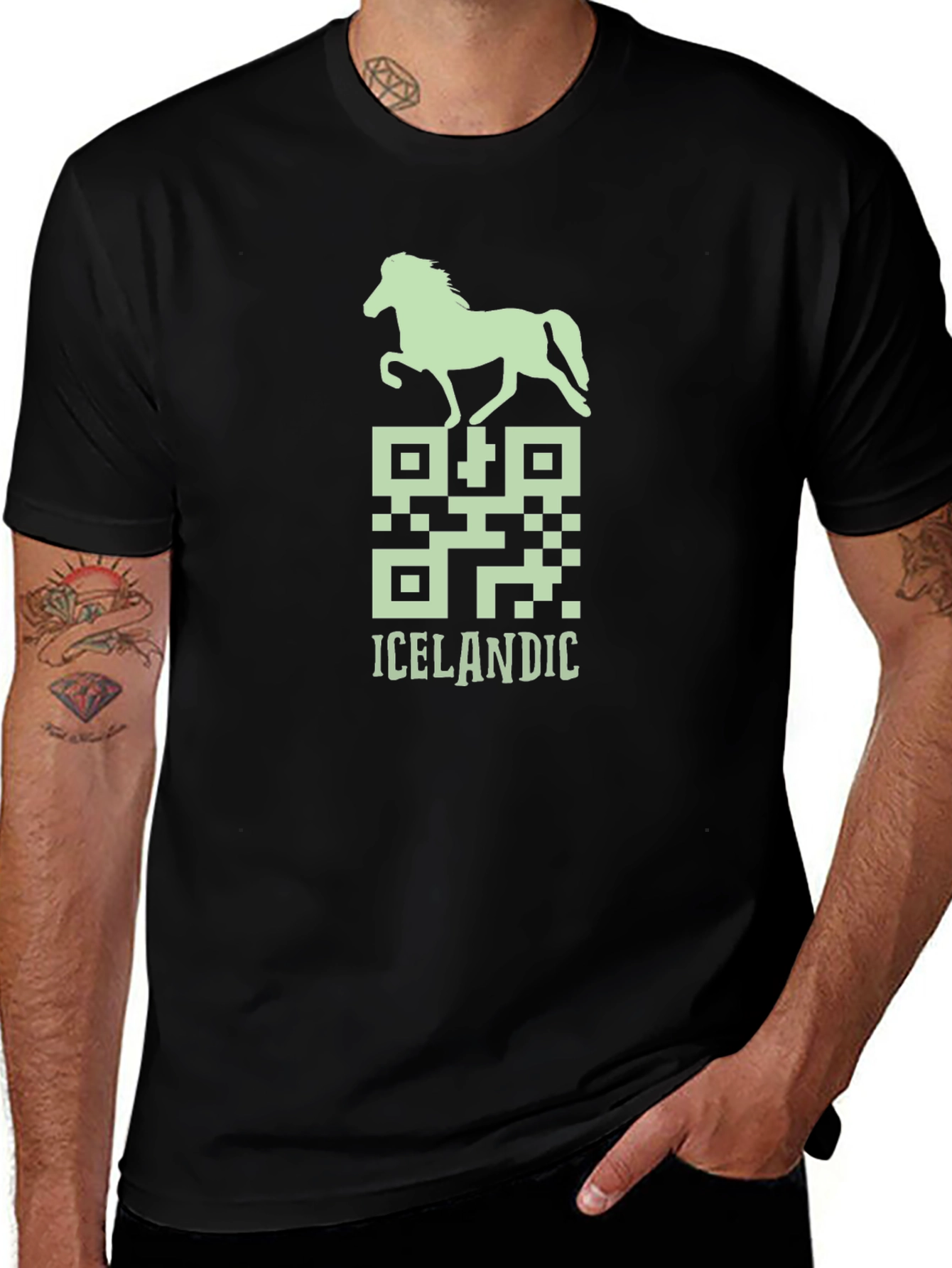 Icelandic Horse QR Code T-Shirt - Unique Graphic Tee