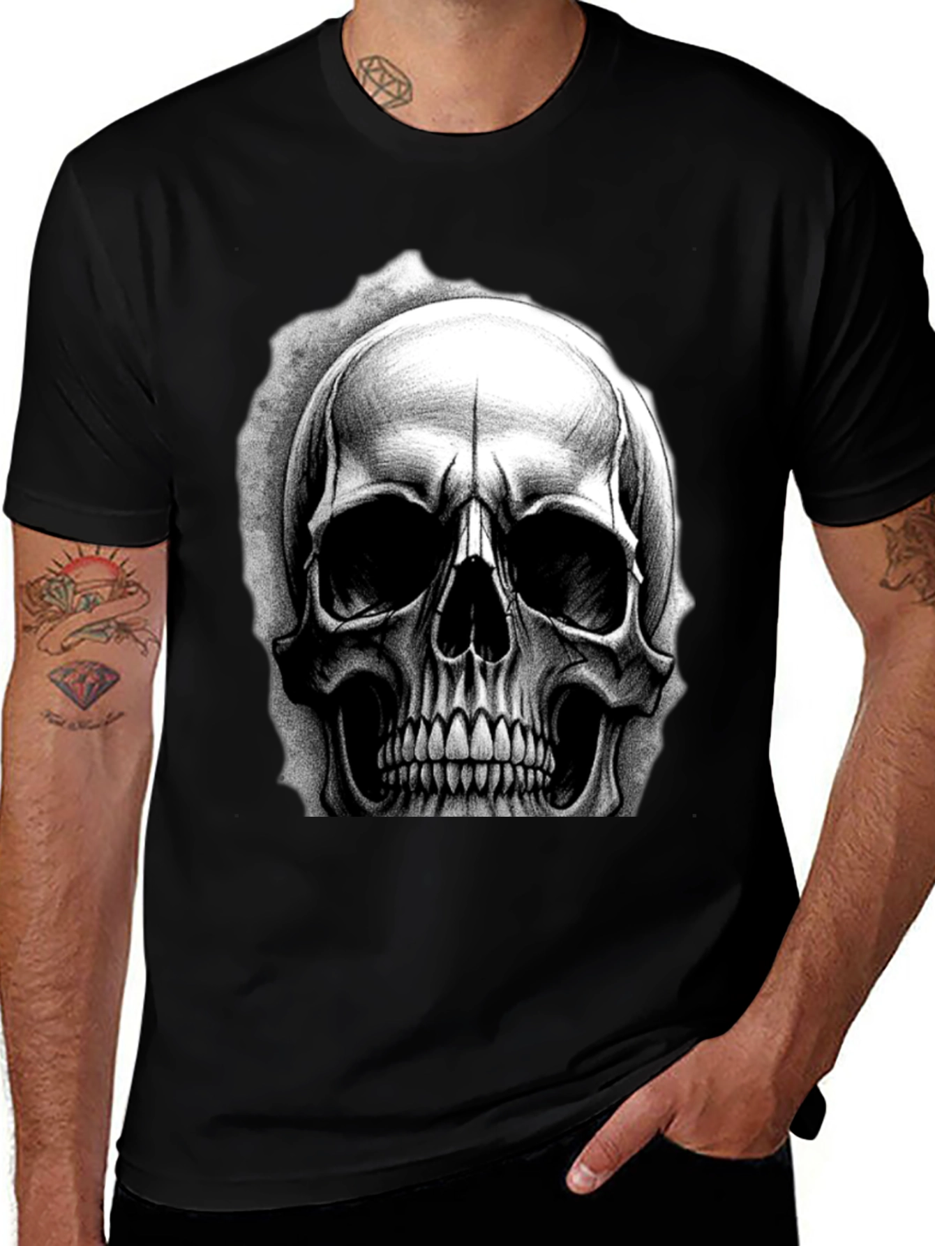 Variant 10 of Skull Graphic Print T-Shirt - Black