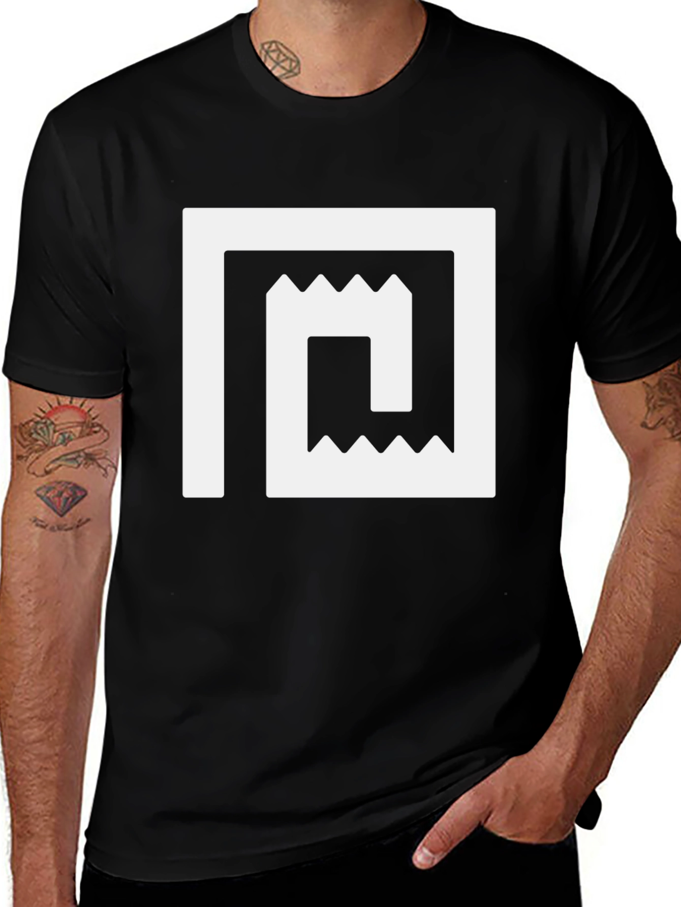 Variant 29 of Geometric Maze Graphic Tee - Black