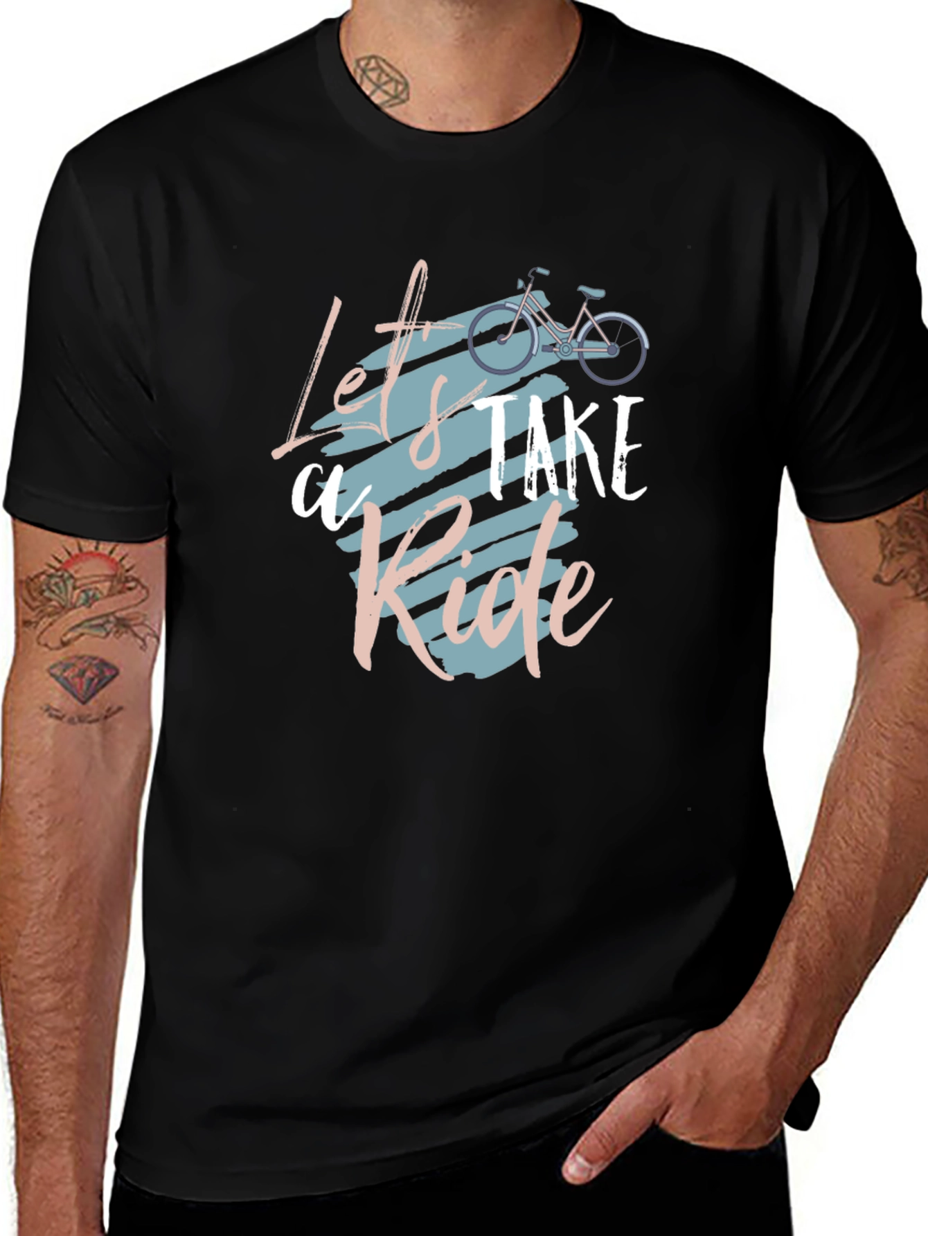 Variant 18 of Let's Take A Ride Graphic Tee - Black Cotton T-Shirt