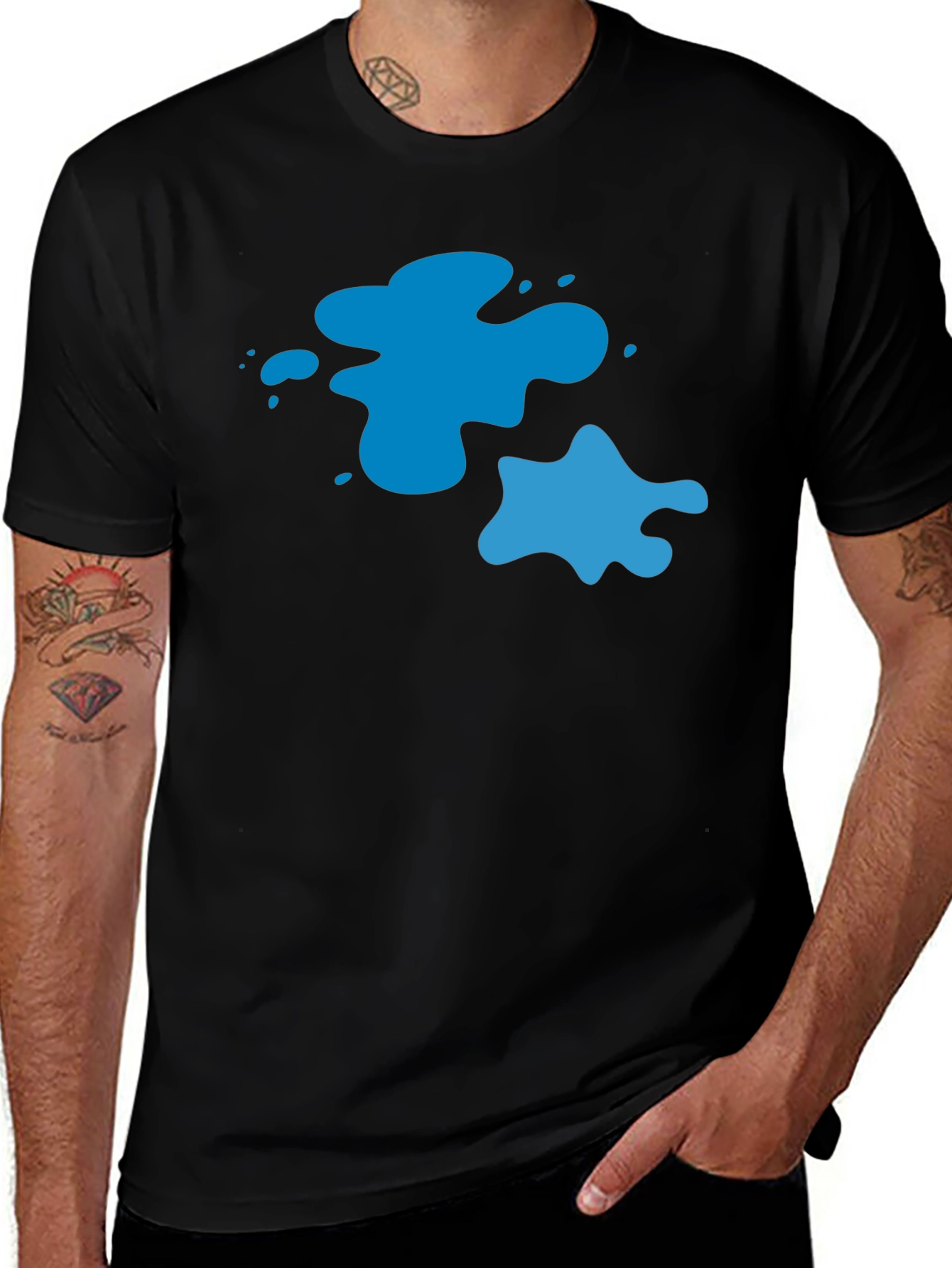 Variant 7 of Cool Blue Splatter Graphic Tee - Black Casual T-Shirt