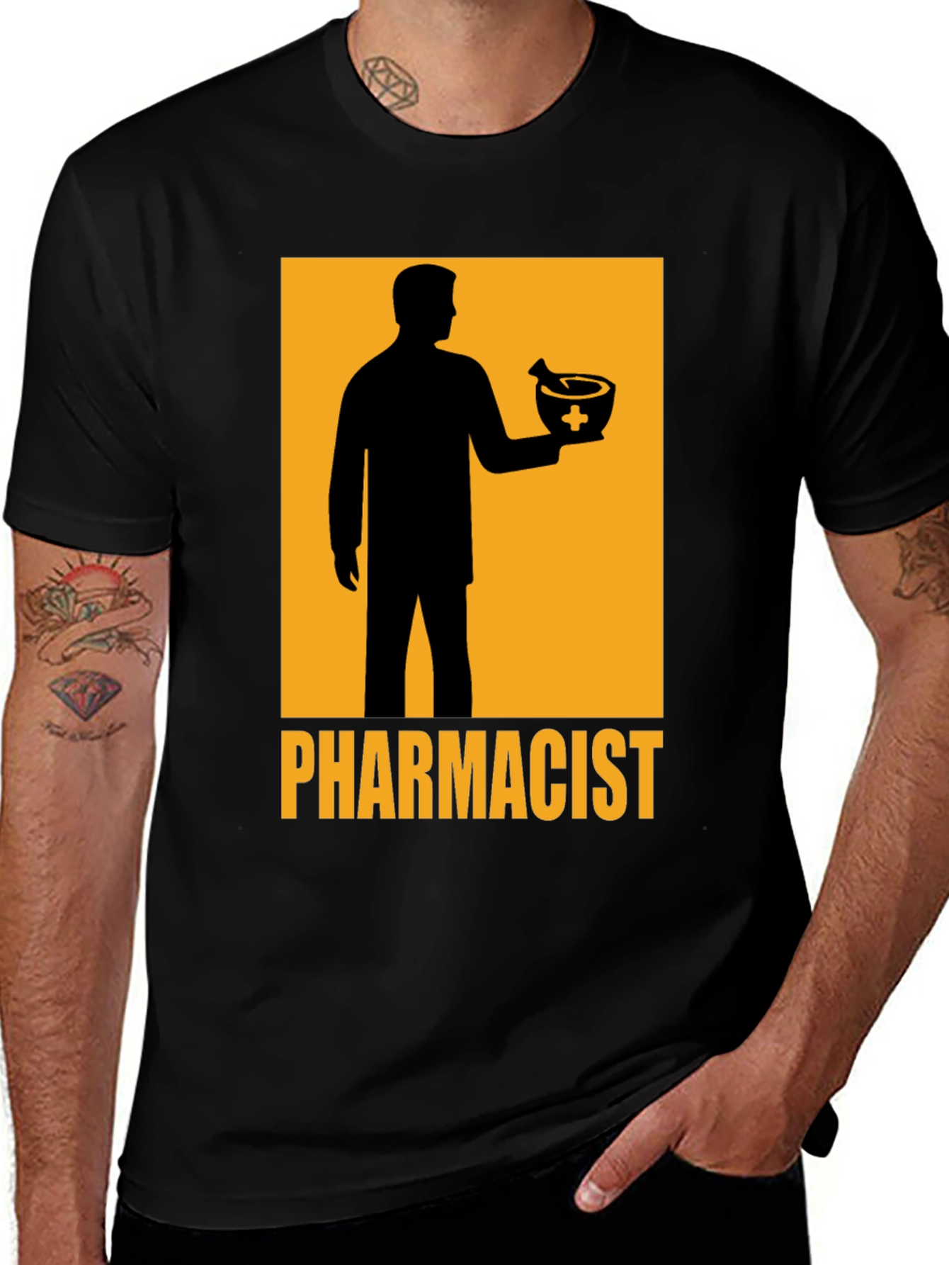 Black Pharmacist Graphic T-Shirt - Black Cotton Tee main image