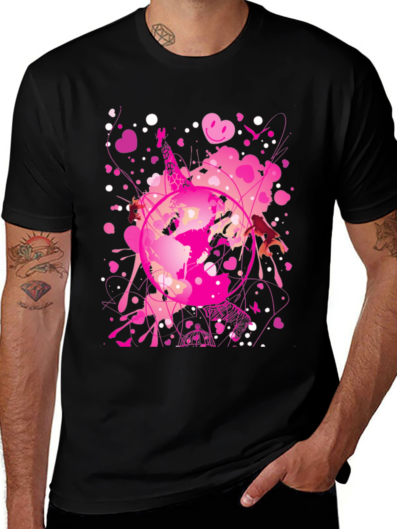 Variant 22 of Globe Pink Splash Men's Black T-Shirt