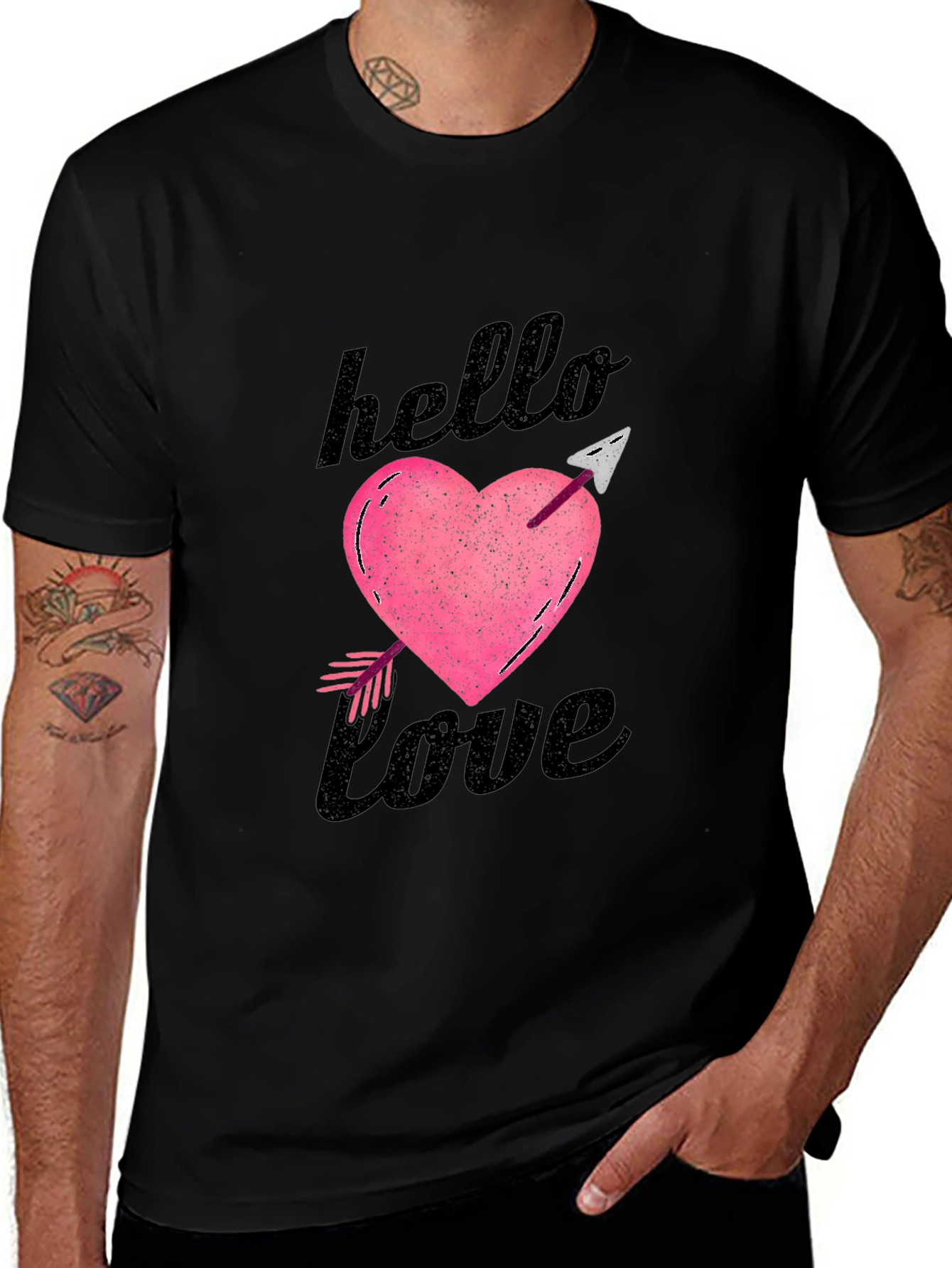 Variant 17 of Hello Love Graphic Tee - Black Unisex T-Shirt