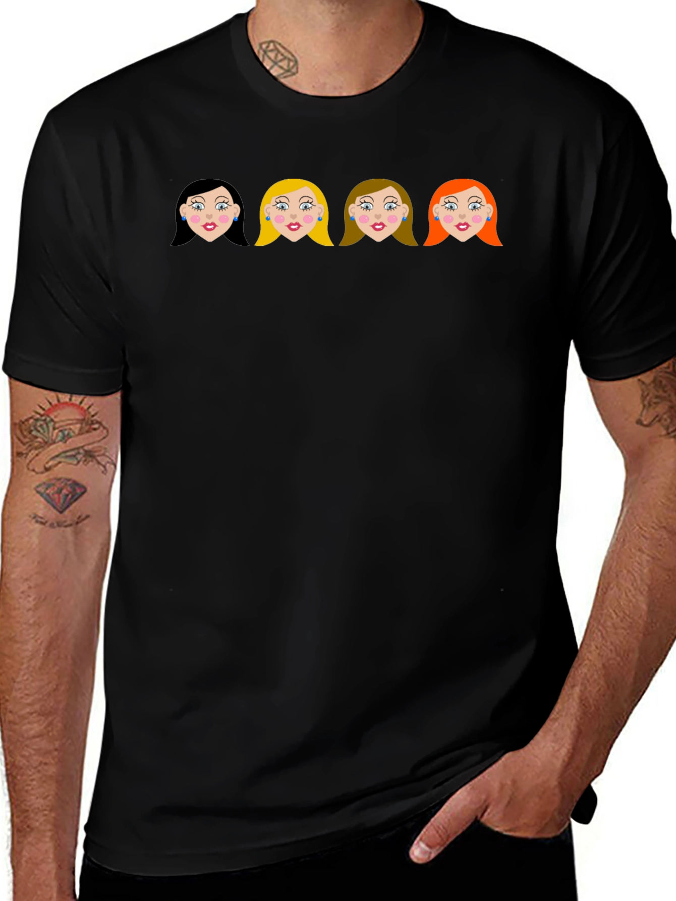 Variant 19 of Cartoon Girls Black Crew Neck T-Shirt