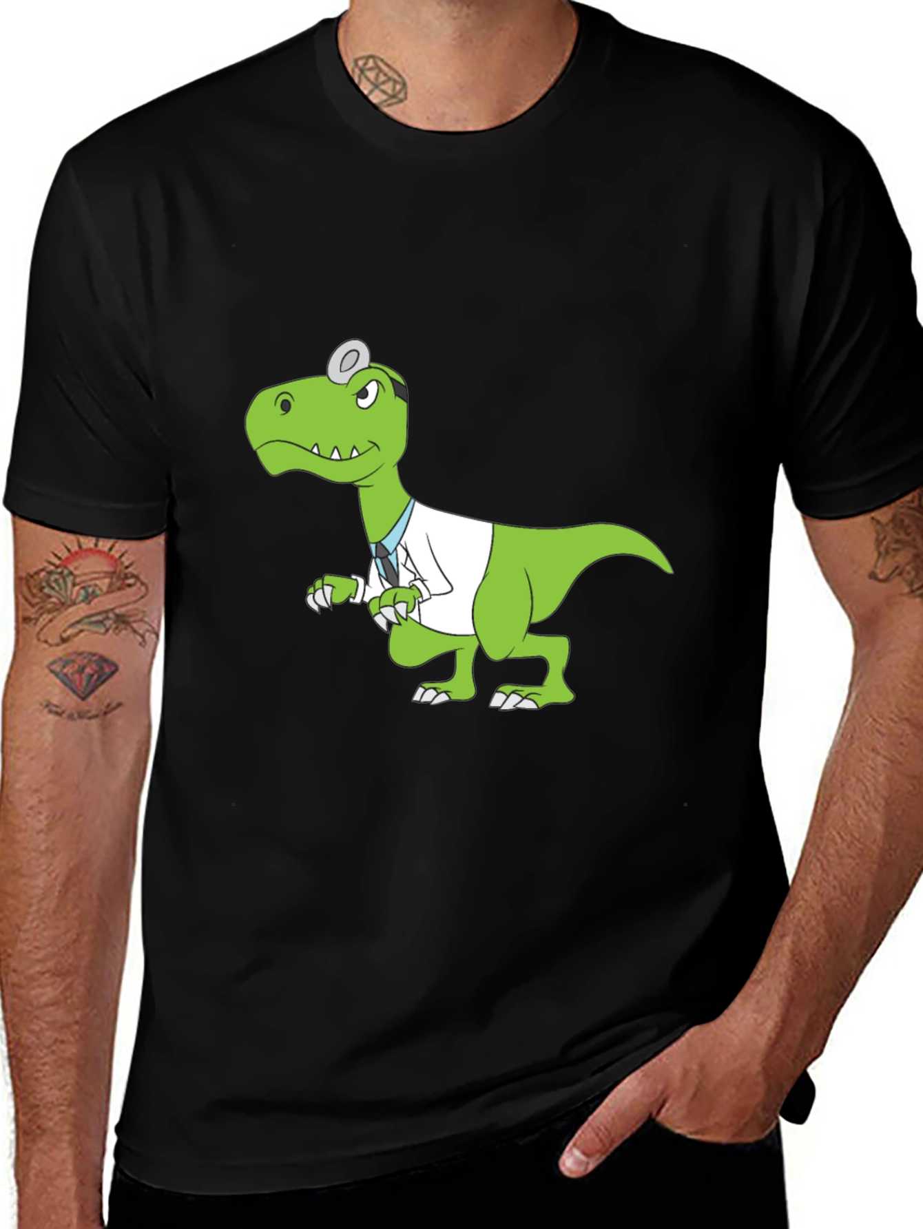 Variant 21 of Dino Doctor Black T-Shirt