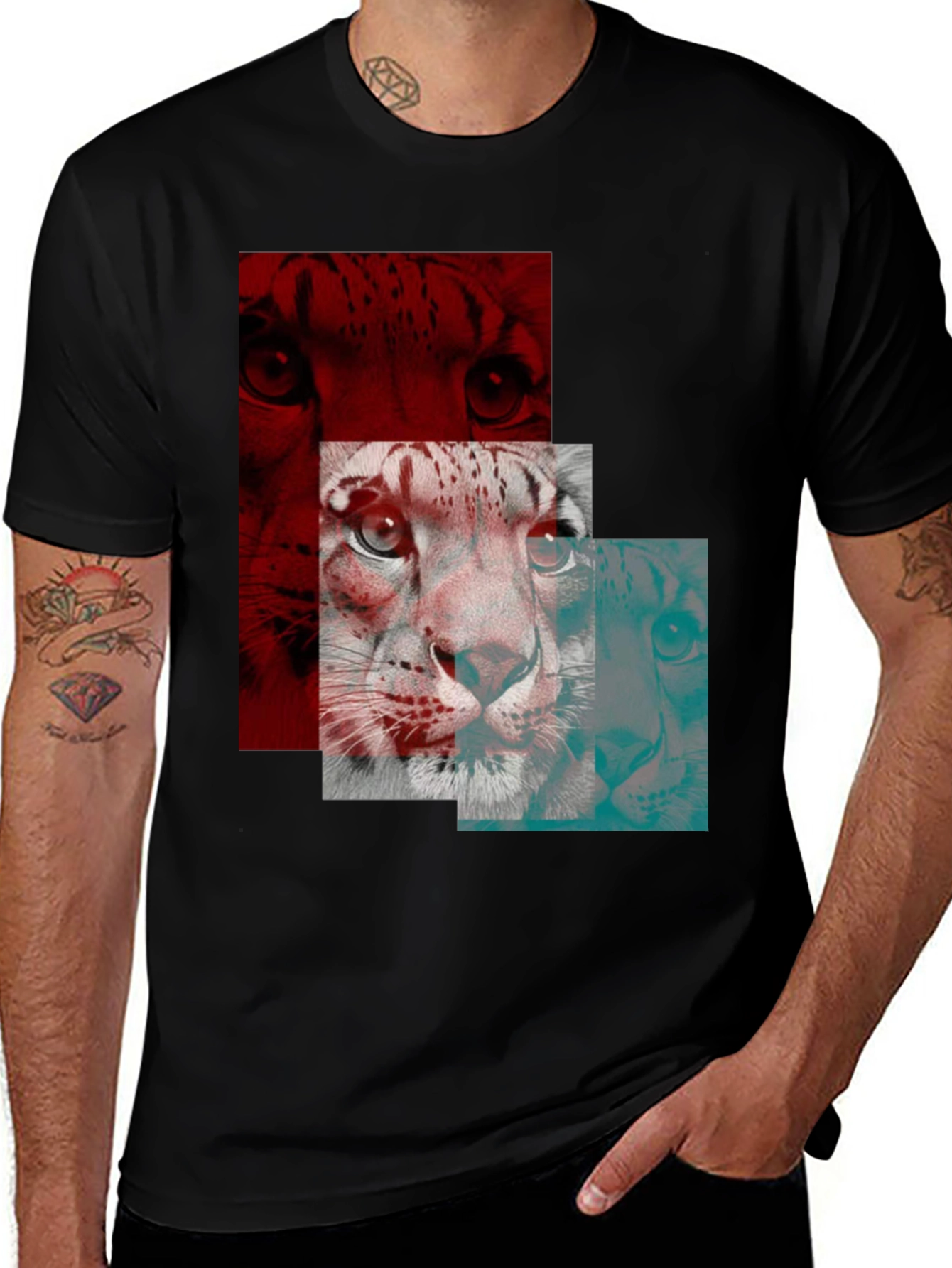 Variant 22 of Abstract Lion Graphic Black T-Shirt