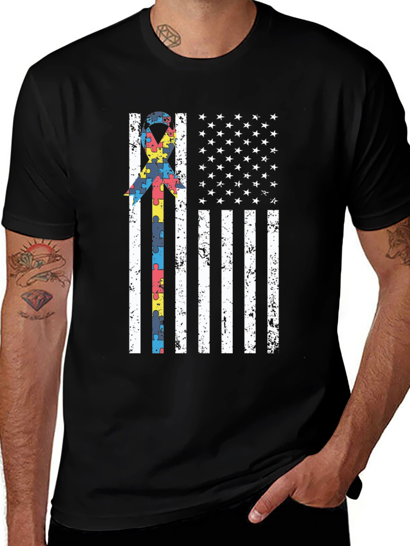 Variant 25 of Autism Awareness USA Flag T-Shirt 