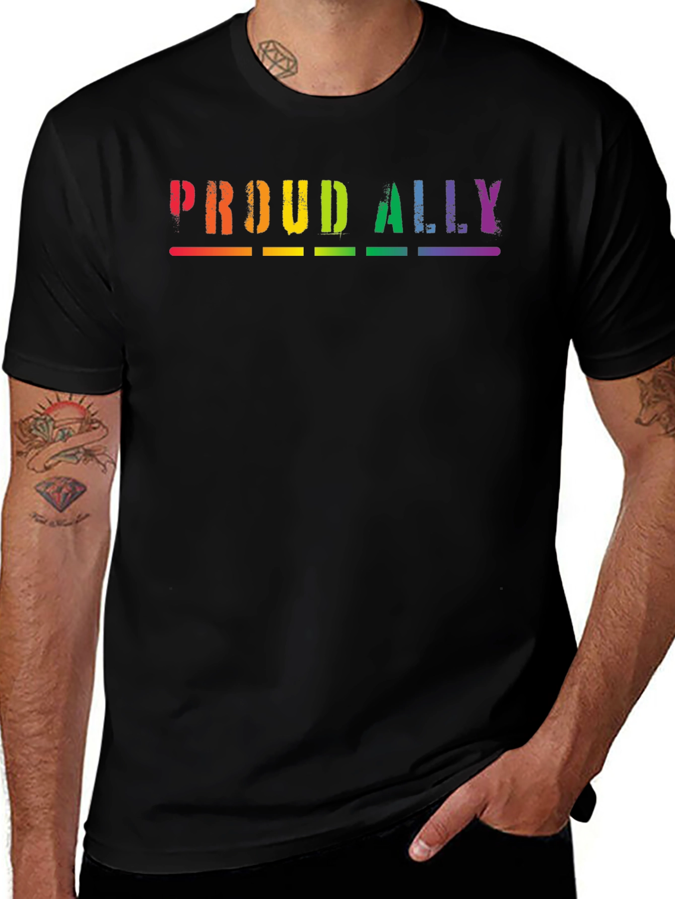 Proud Ally LGBT Pride T-Shirt Rainbow Graphic Tee