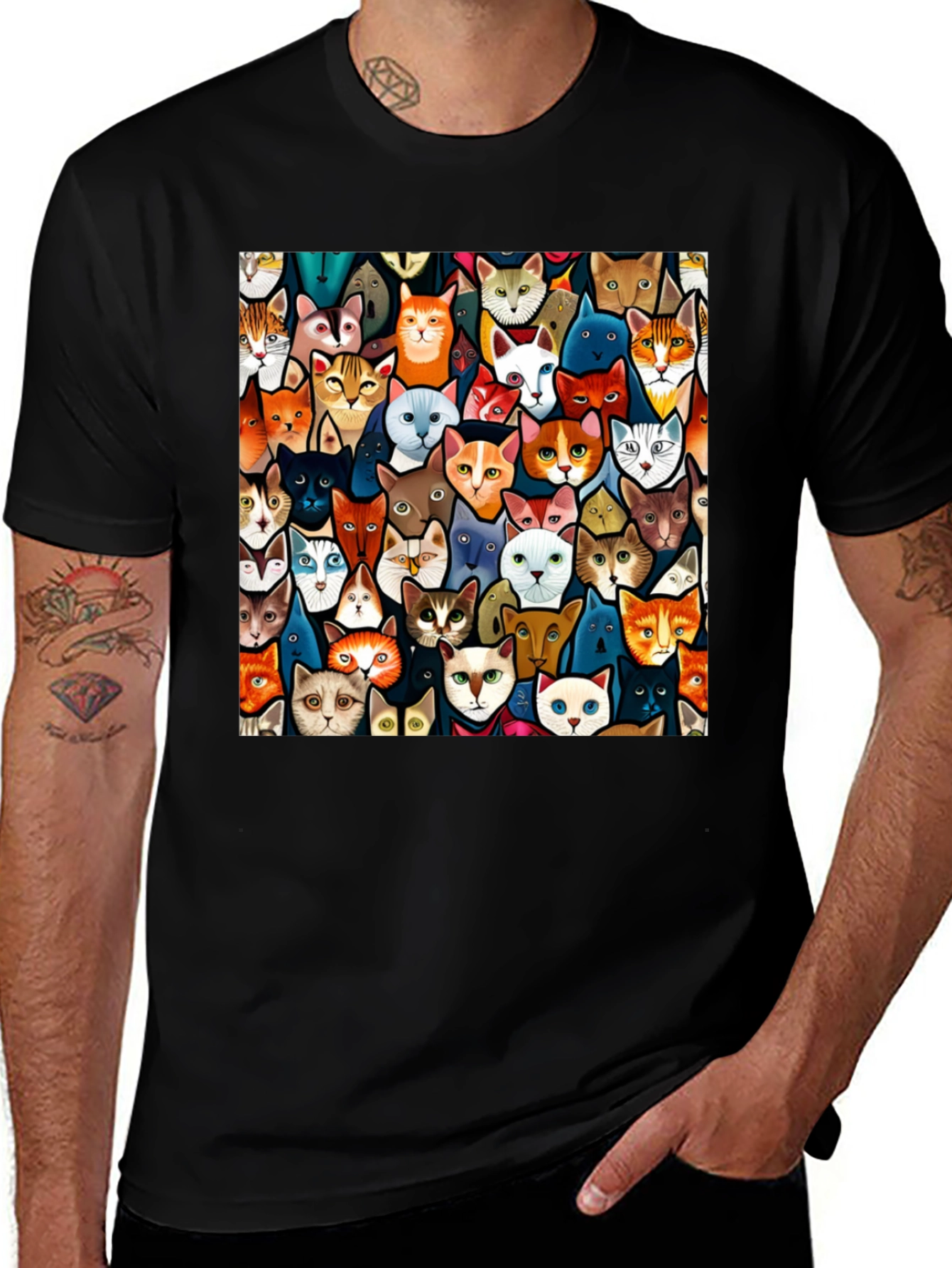Variant 24 of Cat Faces Pattern Tee