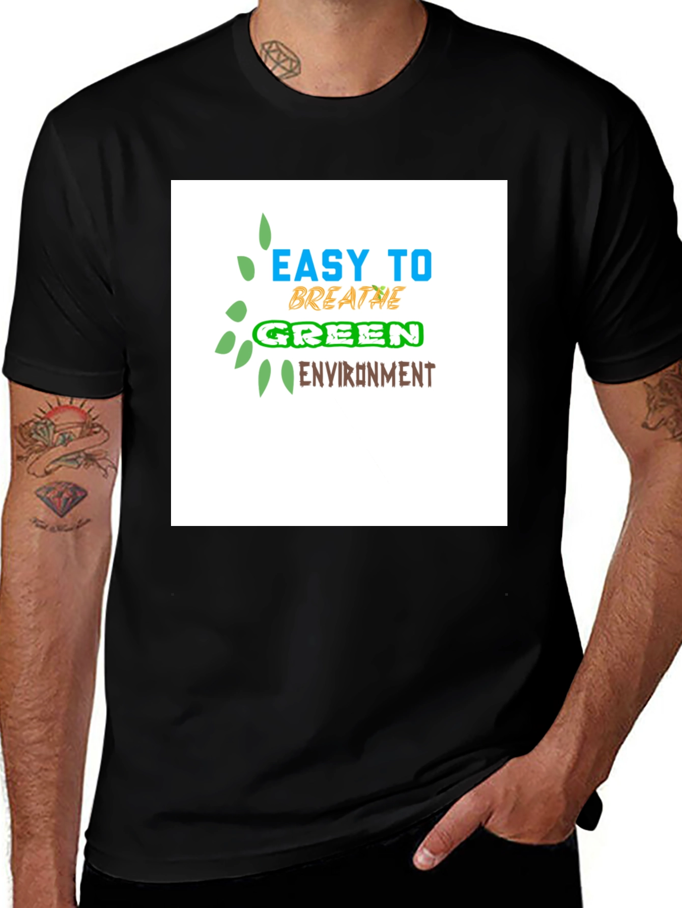 Variant 13 of Eco-Friendly Graphic Tee - Breathe Green