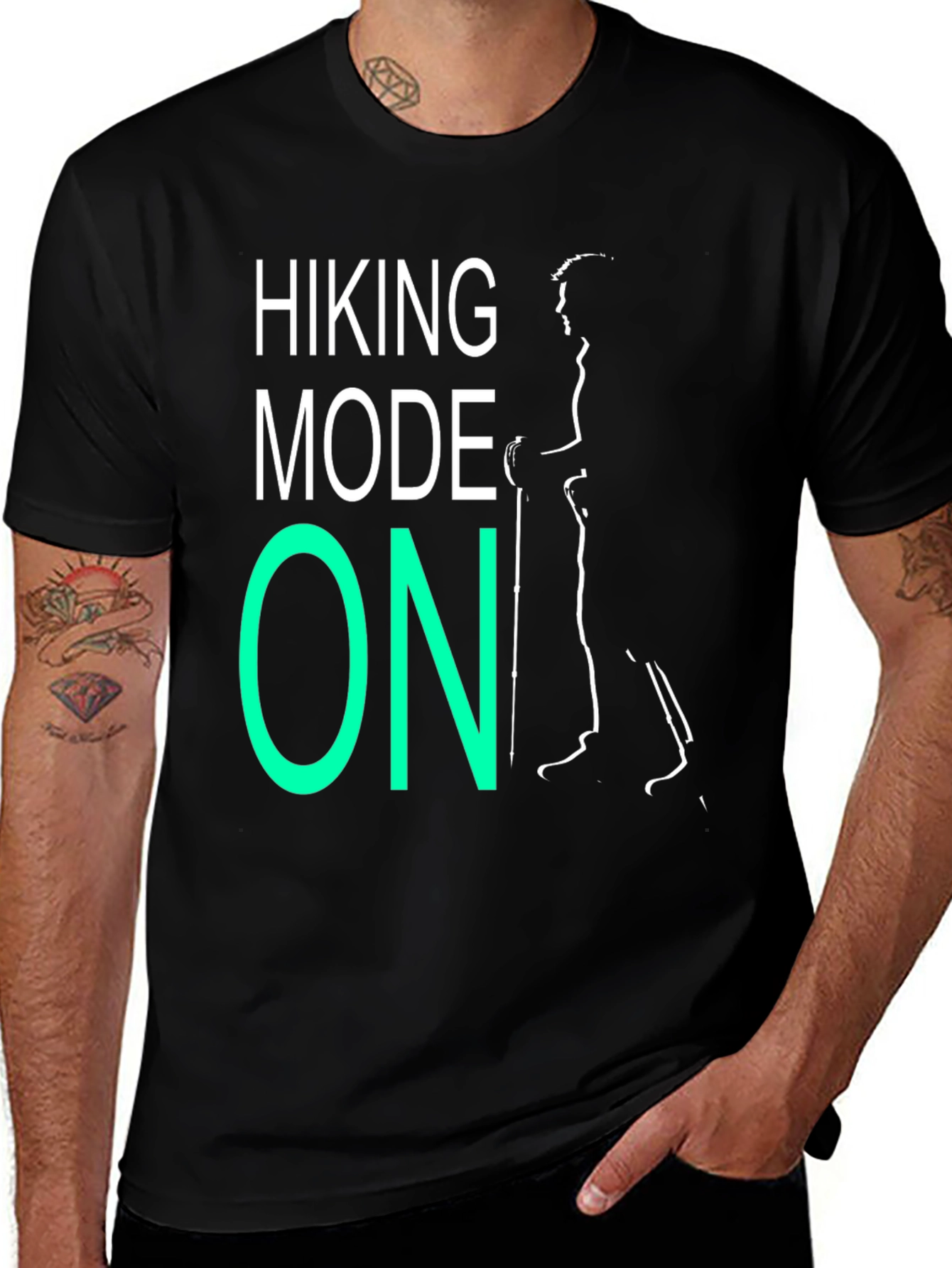 Variant 11 of Hiking Mode ON T-Shirt - Black Casual Tee