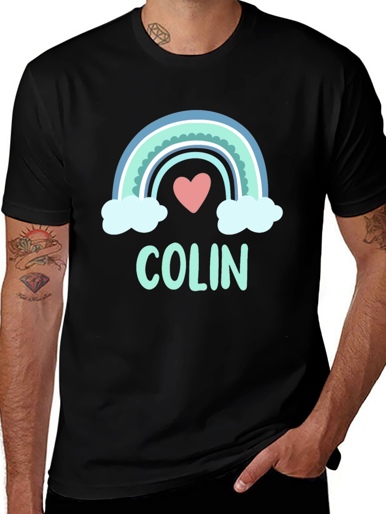 Variant 24 of Colin Rainbow Heart Graphic T-Shirt - Soft Cotton Blend