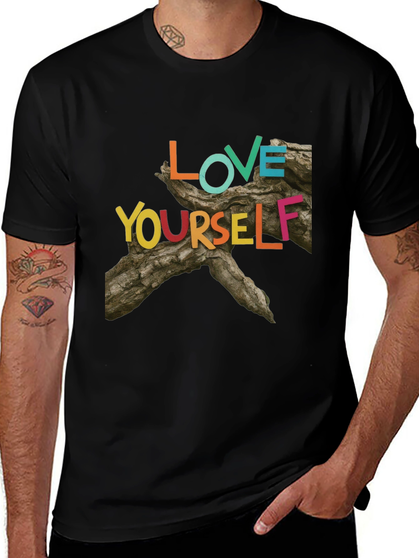 Variant 22 of Love Yourself Graphic Print Black Tee