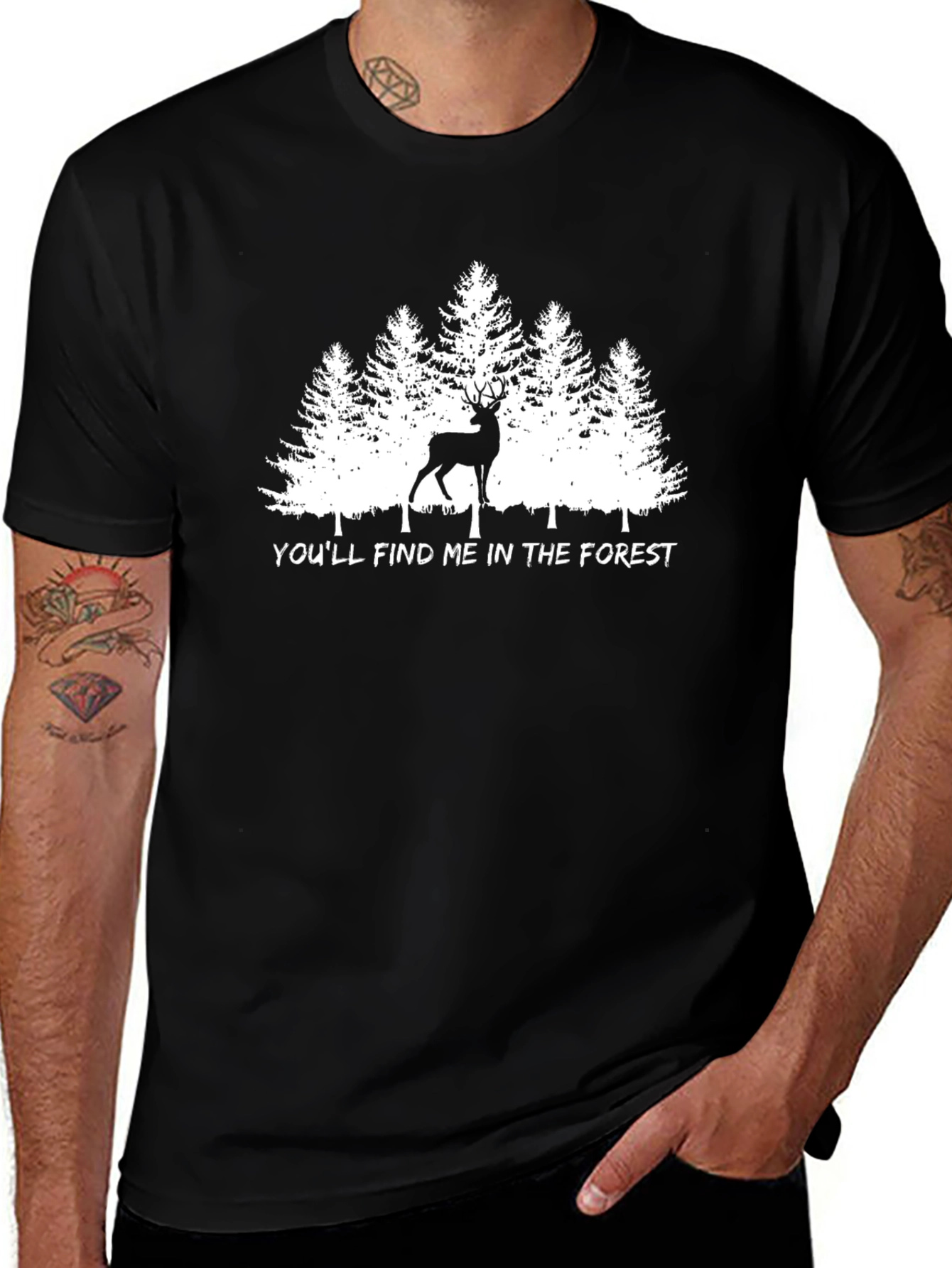 Variant 3 of Forest Deer Graphic Tee - You'll Find Me In The Forest