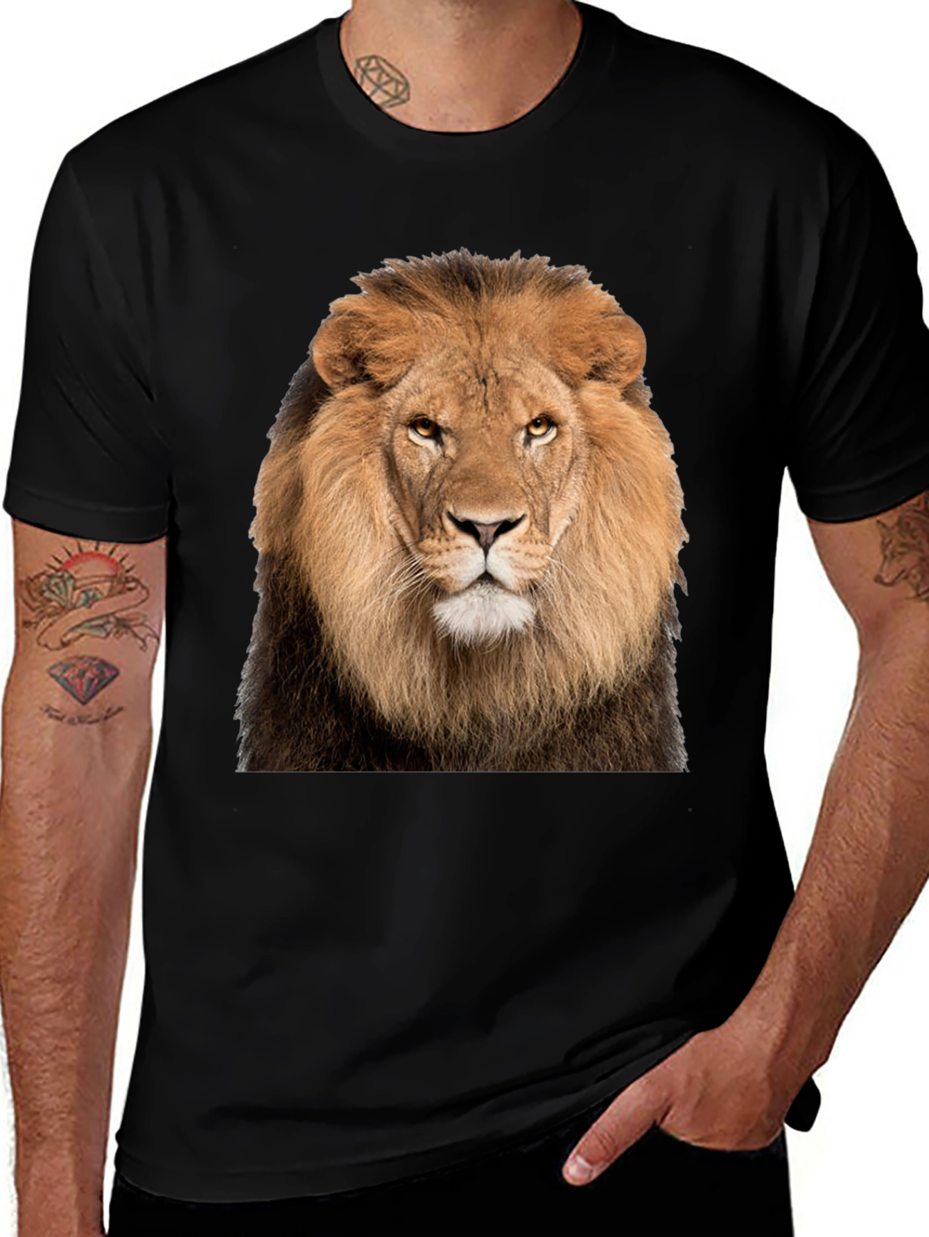 Variant 12 of Lion Graphic Print Black T-Shirt
