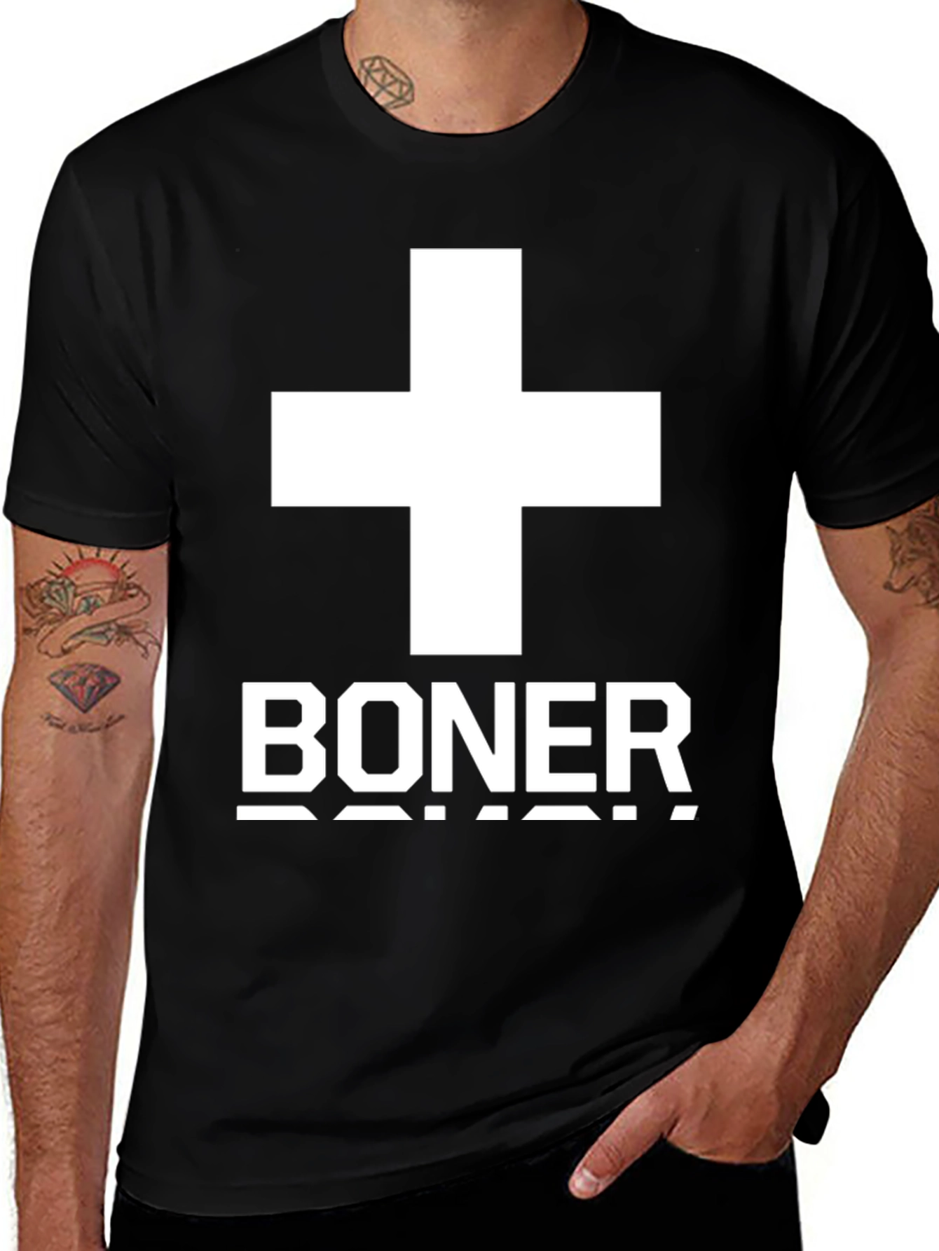 Variant 26 of Swiss Boner Graphic Tee - Funny Black T-Shirt