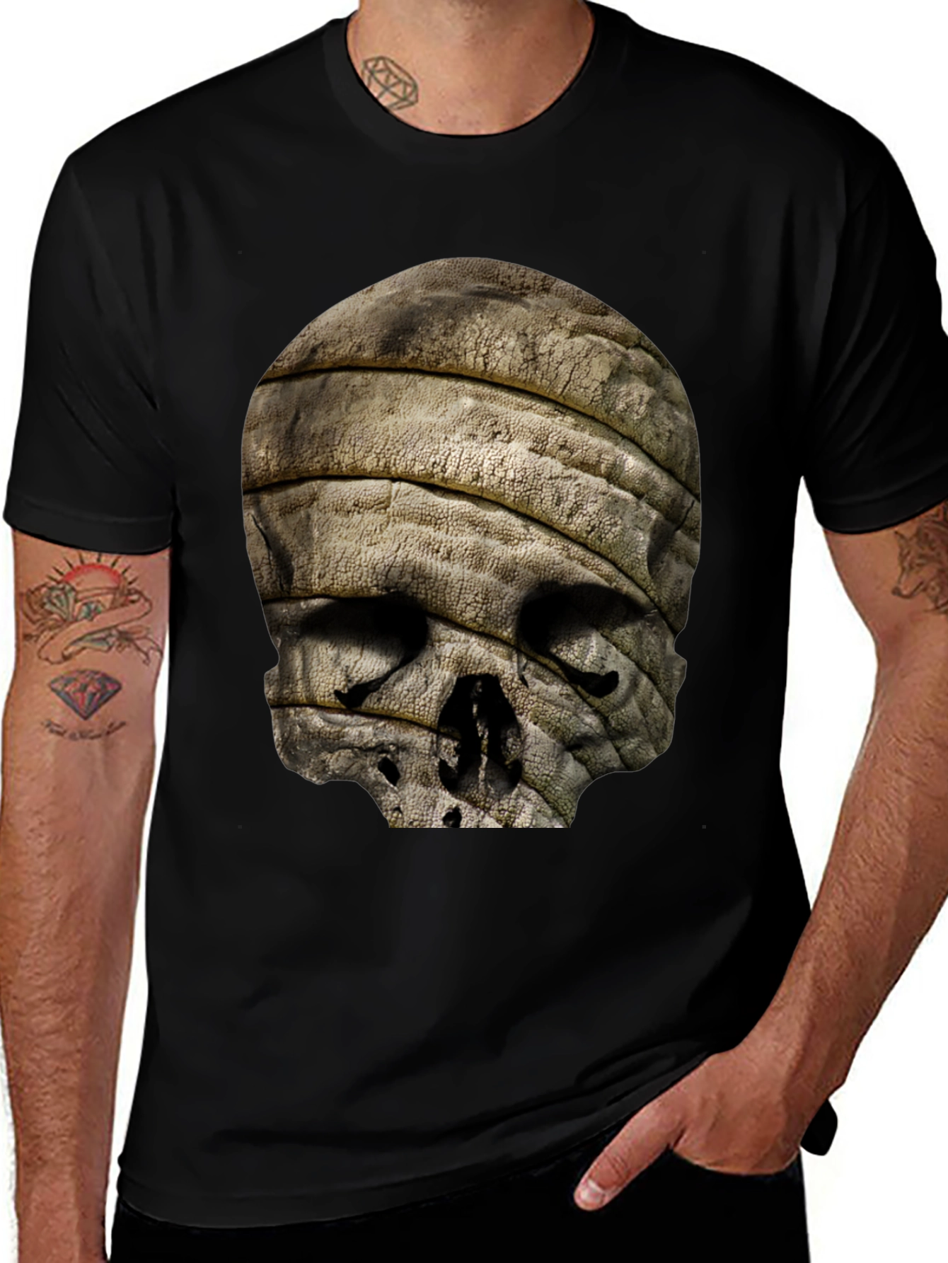 Variant 21 of Skull Mummy Graphic Tee - Unique Bandage Design